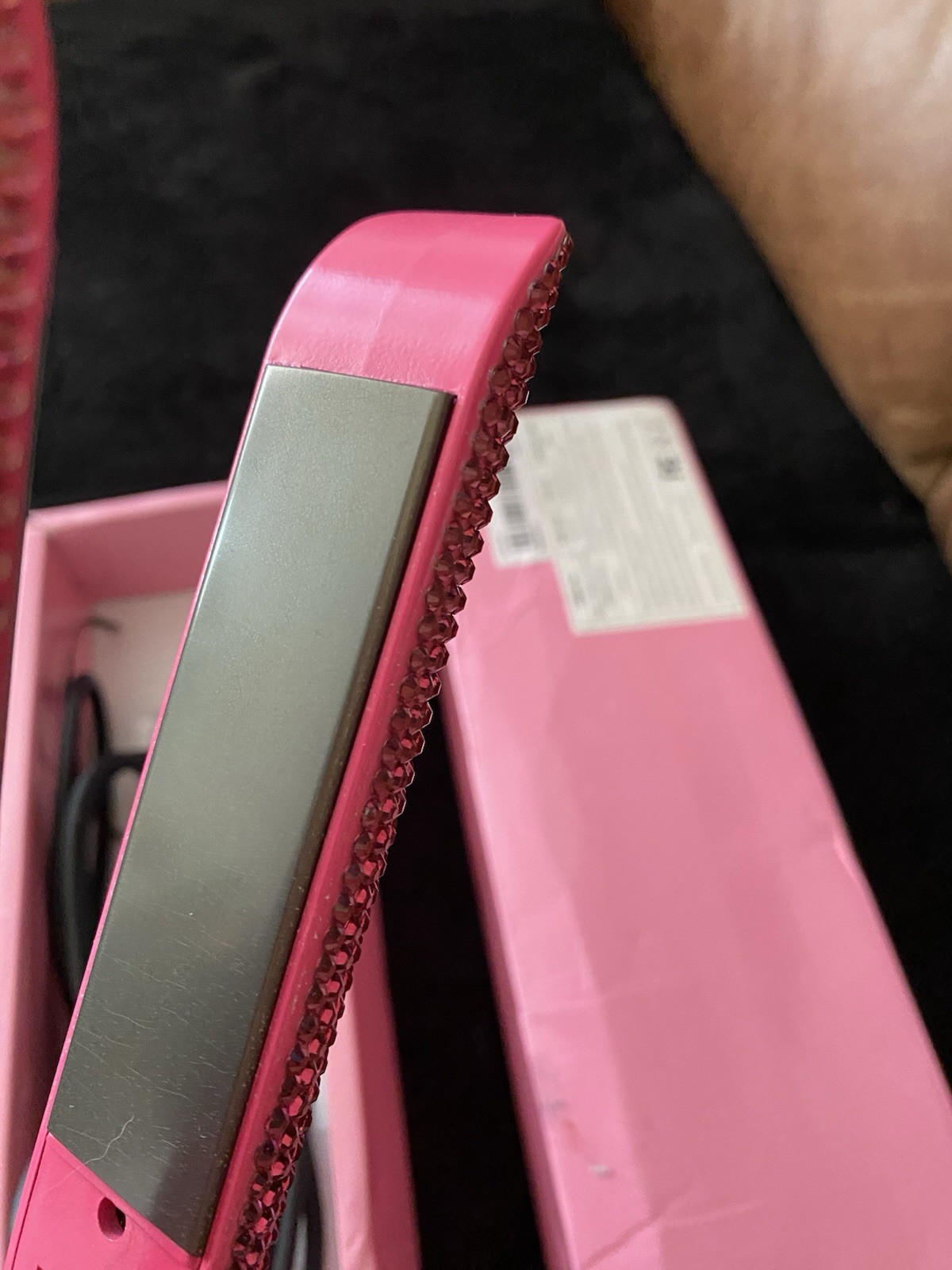 Pink Rhinestone Flat Iron Hair Straightener with Digital Display