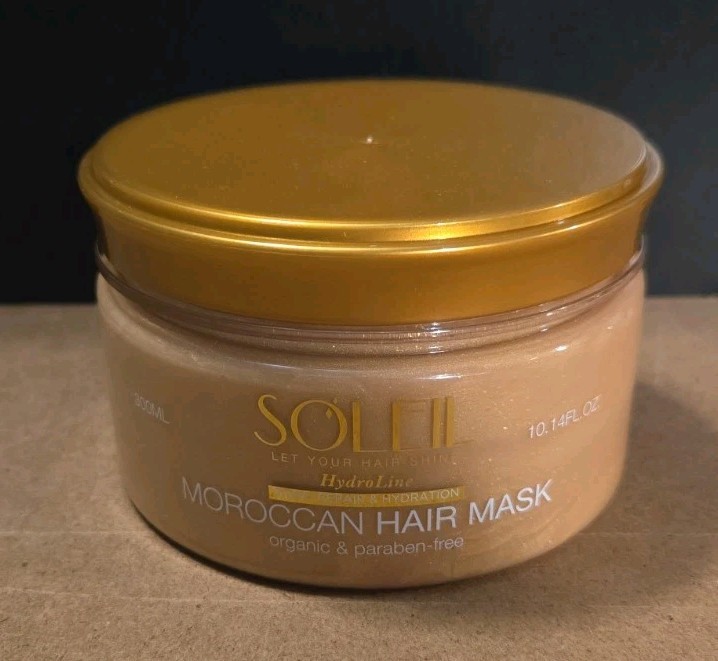 Soleil HydroLine Moroccan Hair Mask 300ml 10.14 fl oz Organic Paraben-Free Gold