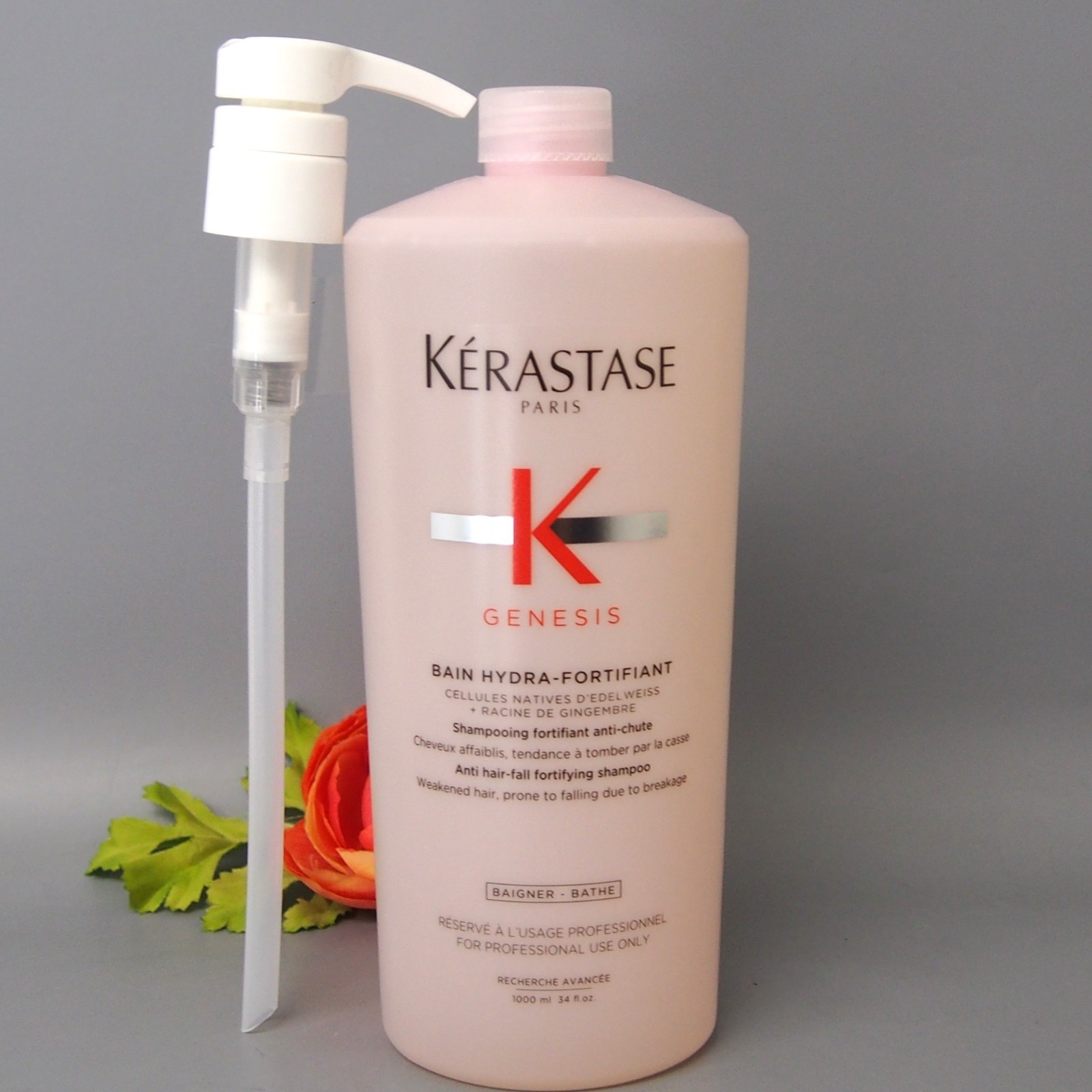 WITH PUMP Kerastase Genesis Bain Hydra Fortifiant Shampoo 34oz / 1L
