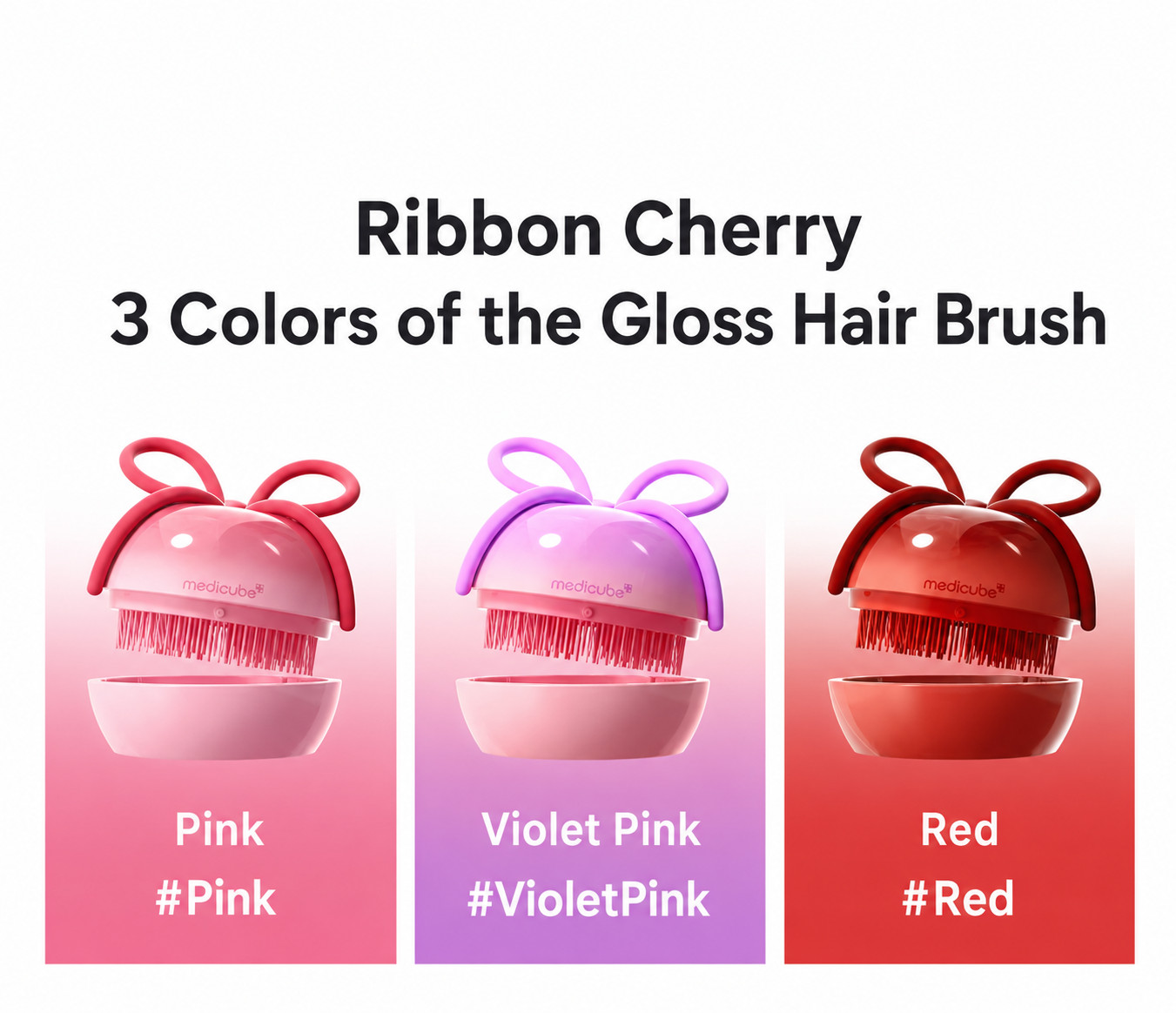 Medicube x FOREVER CHERRY Ribbon Cherry Hair Brush VIOLET PINK Limited Korea
