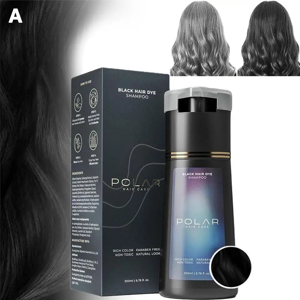 200ml Polar Hair Instant Dye Shampoo Hair Color Shampoo for Hair Natural Color