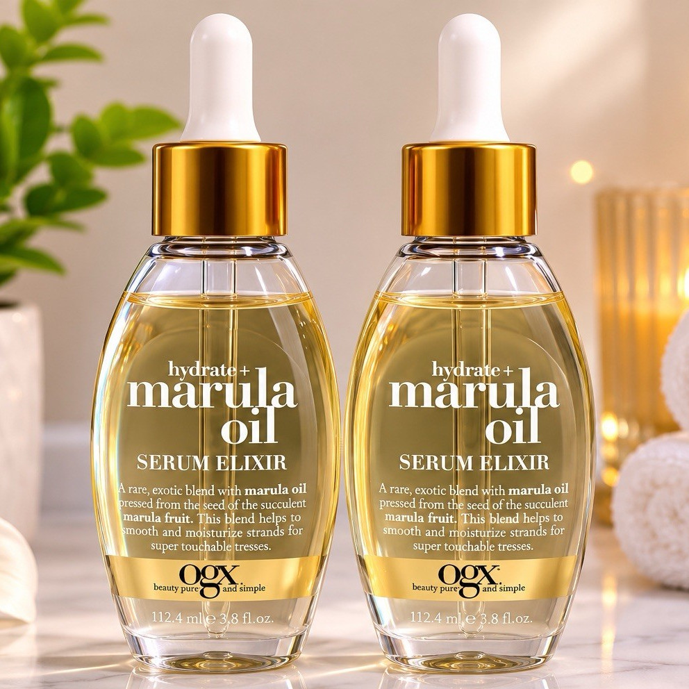 2 OGX Hydrate + Marula Oil Serum Elixir 3.8 Fl Oz Each – 24M After Opening