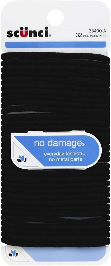 Black – 32 Count Comfortable Elastics for all day Medium Hold