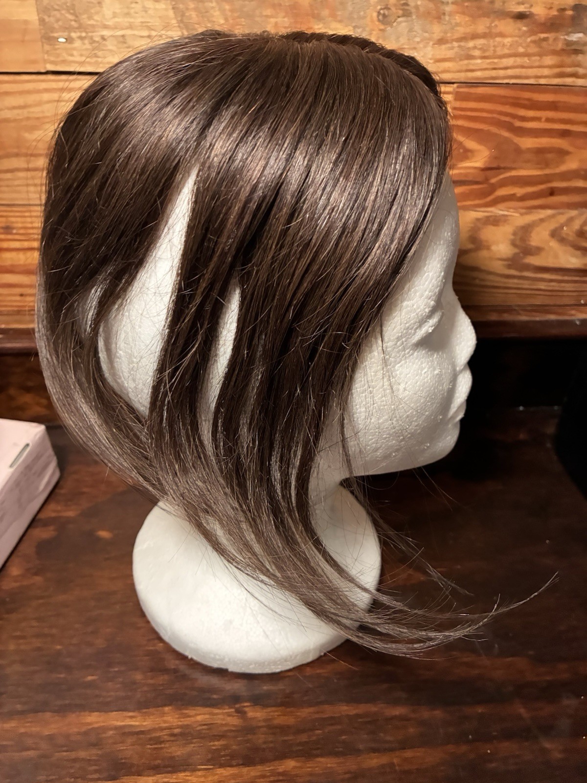 10” Remy Human Hair Topper, Silk Top Clip In, 2B Dark Brown, No Bangs