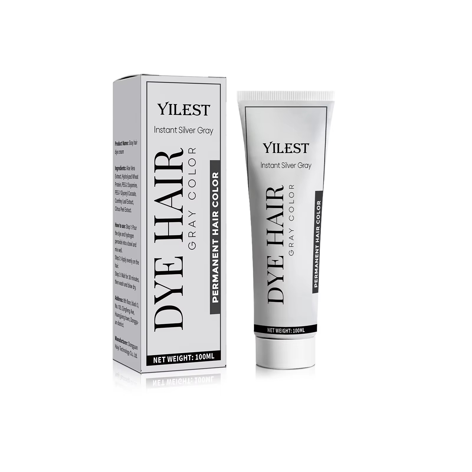 100ml Silver Grey Hair Dye Cream Smoky DIY Hair Color Wax Long Lasting No Damage