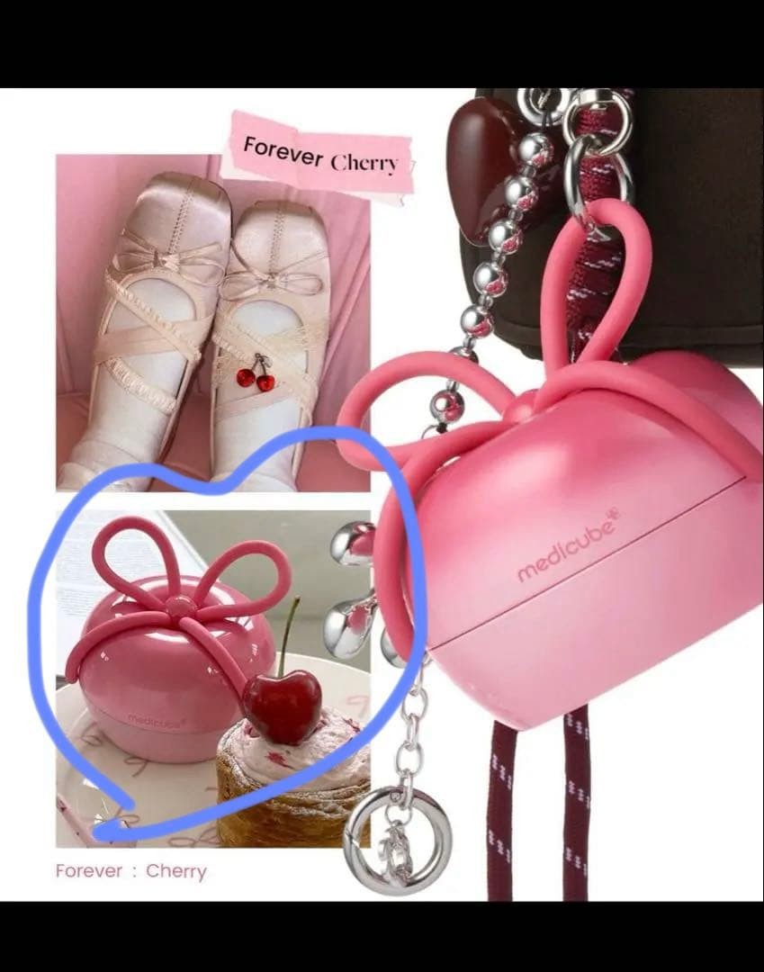 Medicube Ribbon Cherry Glass Hair Brush Pink Coquette Y2K Wonyoung