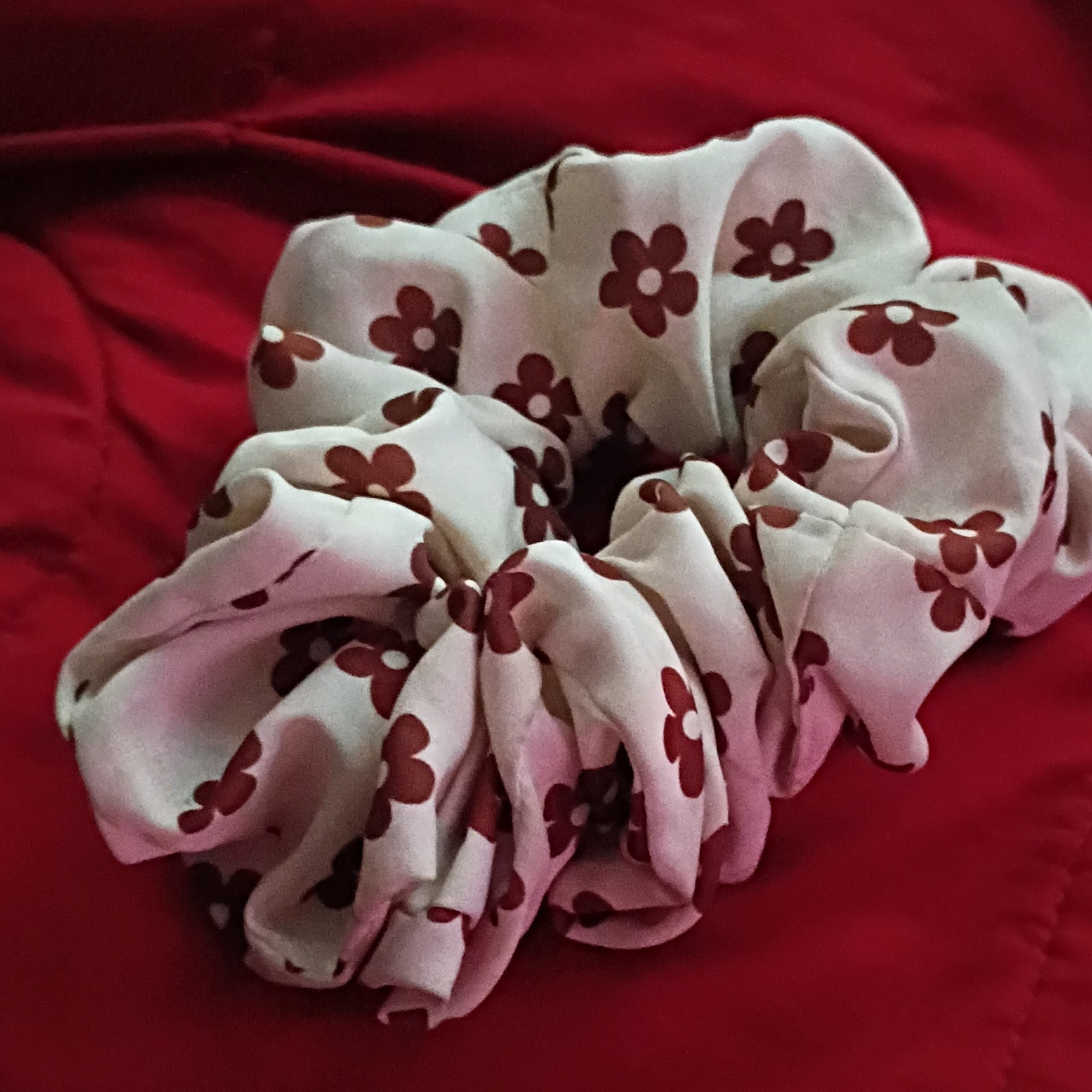 Women’s Fabric Hair Scrunchies Lot of 3 – Pink Black White, All Hair Types