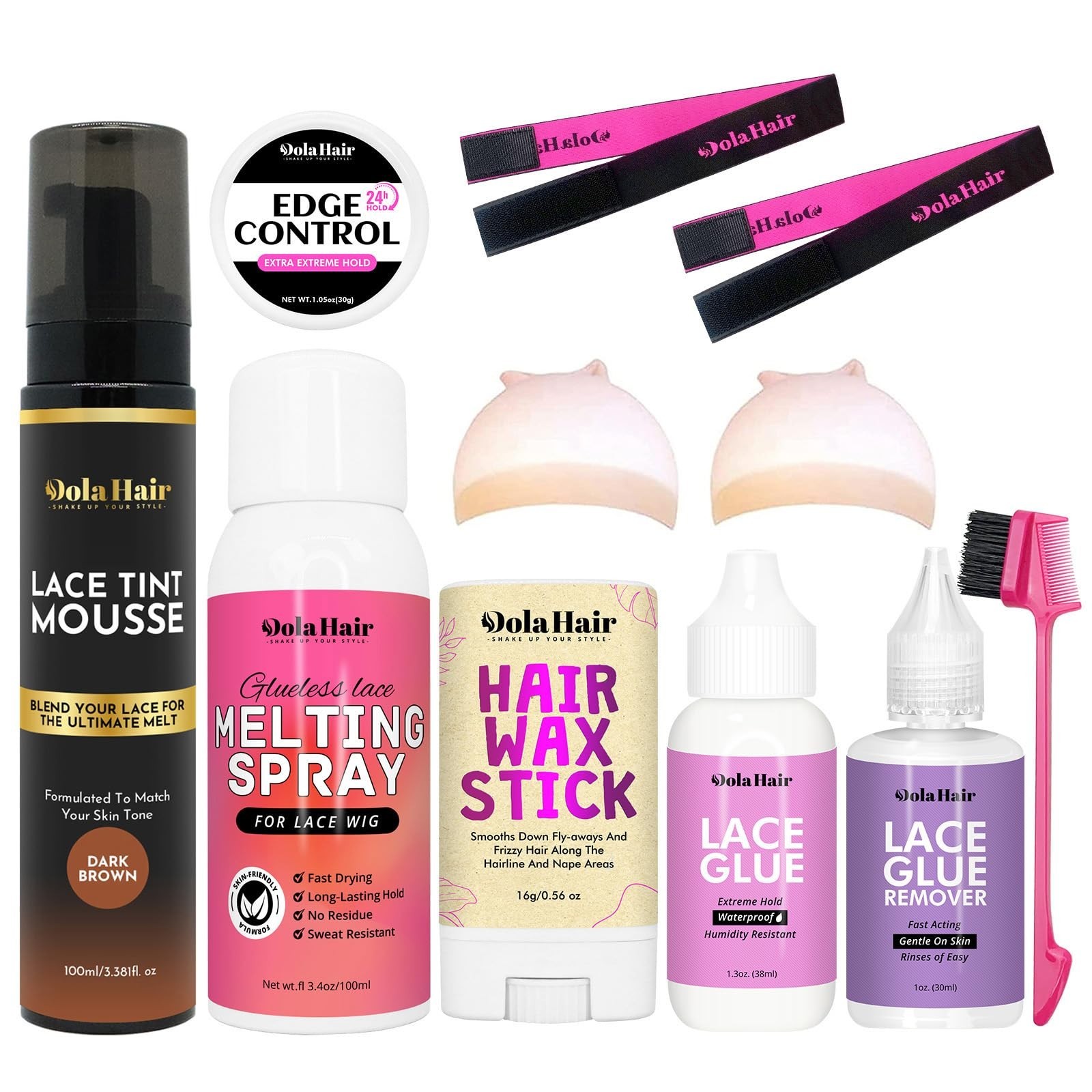 Lace Glue Kit for Wig Installation & Melting Spray – Dark Brown Hair Adhesive