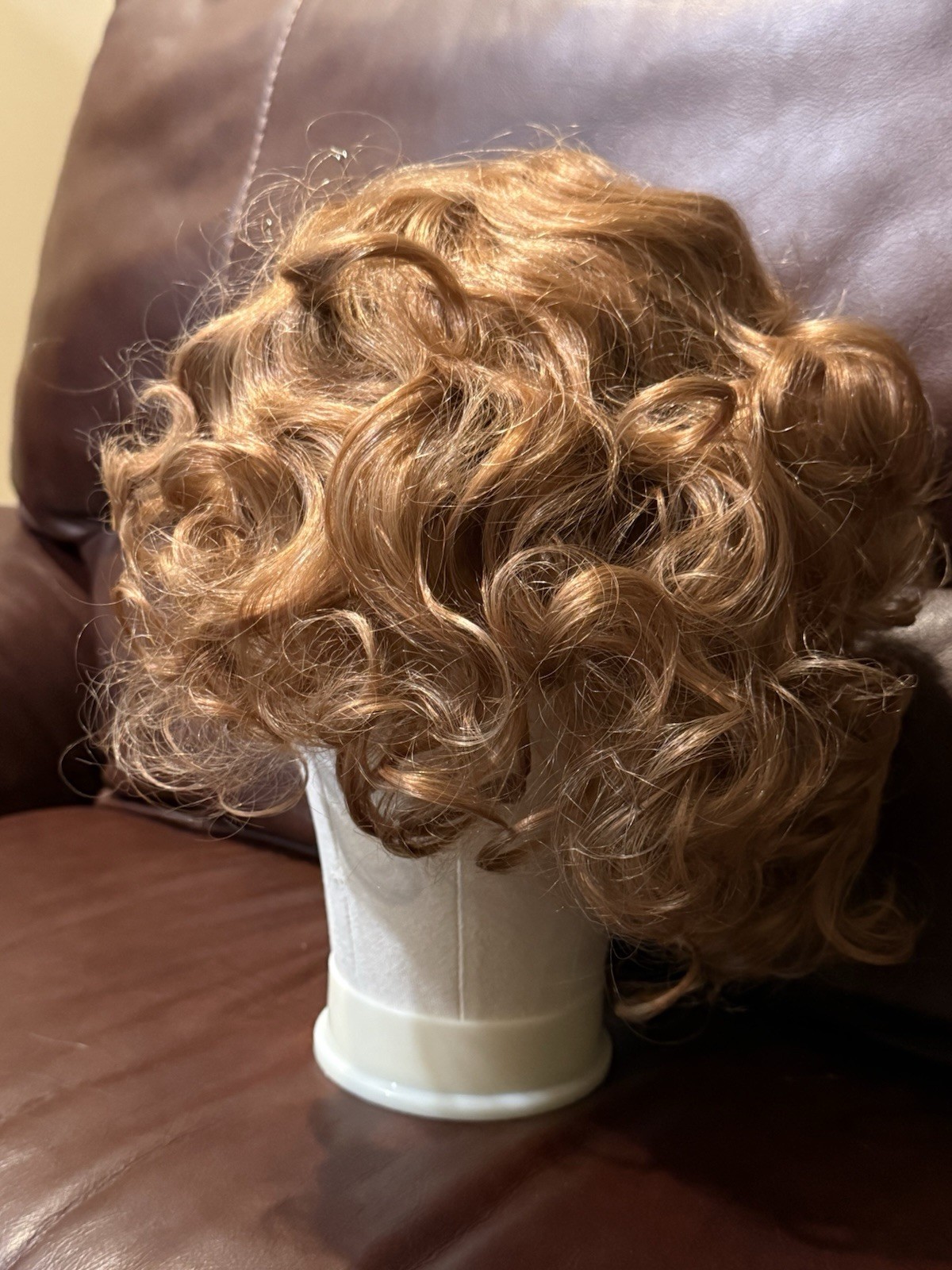 Short Curly Auburn Synthetic Wig Unisex Adult Fashion Hairpiece