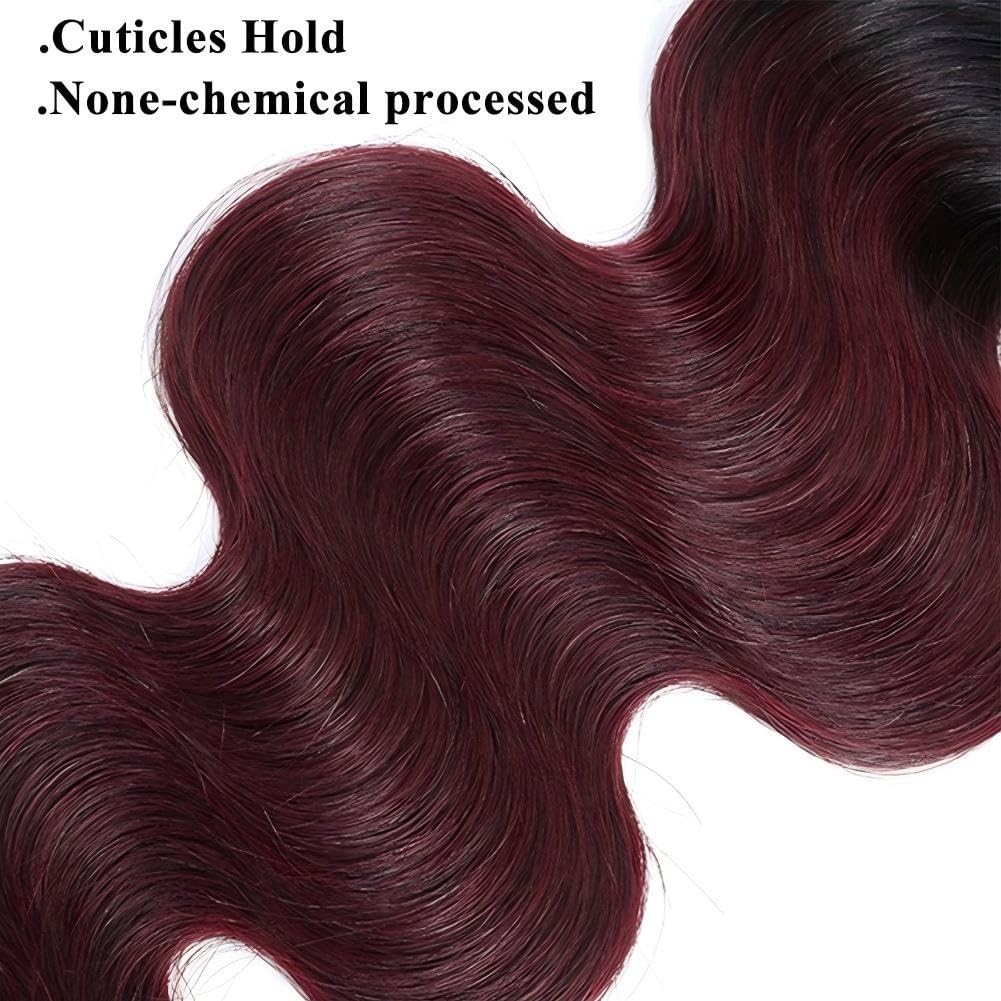 UDesire 1b/99j Ombre Burgundy Brazilian Virgin Hair Body Wave Bundles 16 18 20
