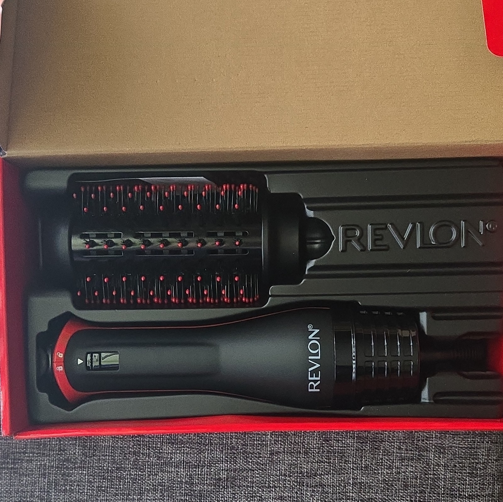 Revlon One-Step Volumizer Plus 2.4 in Barrel Hair Dryer Ionic Tech Black/Red