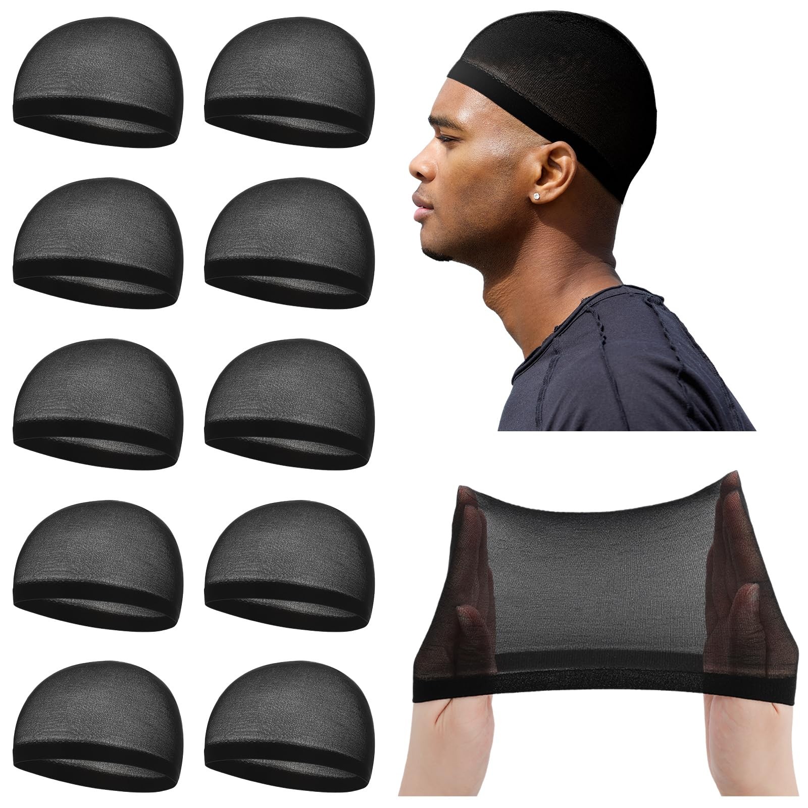 10 Pcs Stocking Wave Cap for Men Adult Stretchy Nylon Skull Wave Lightweight …