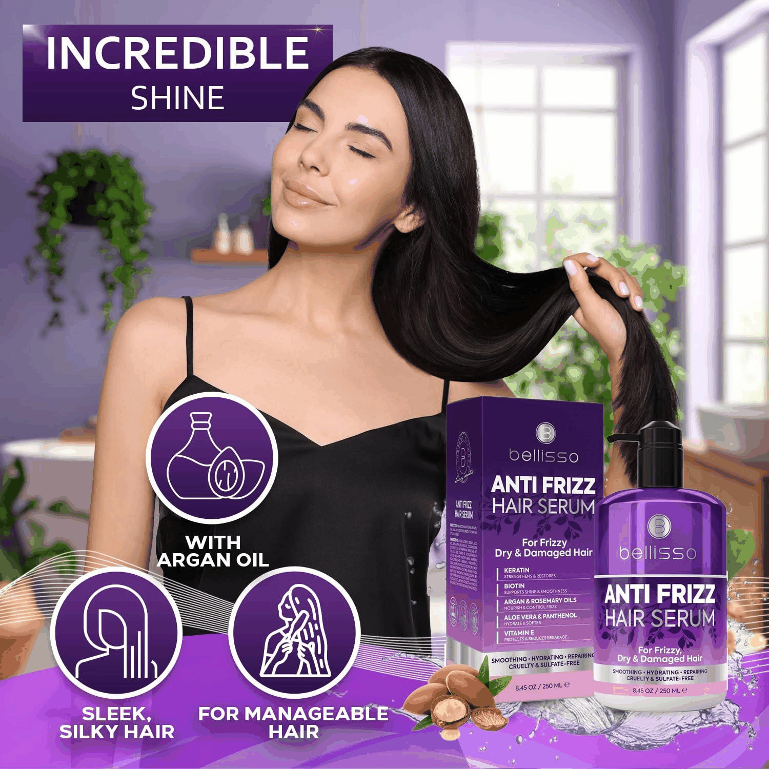 Anti Frizz Hair Serum for Frizzy Damaged Hair 8.45 Fl Oz Humidity Treatment