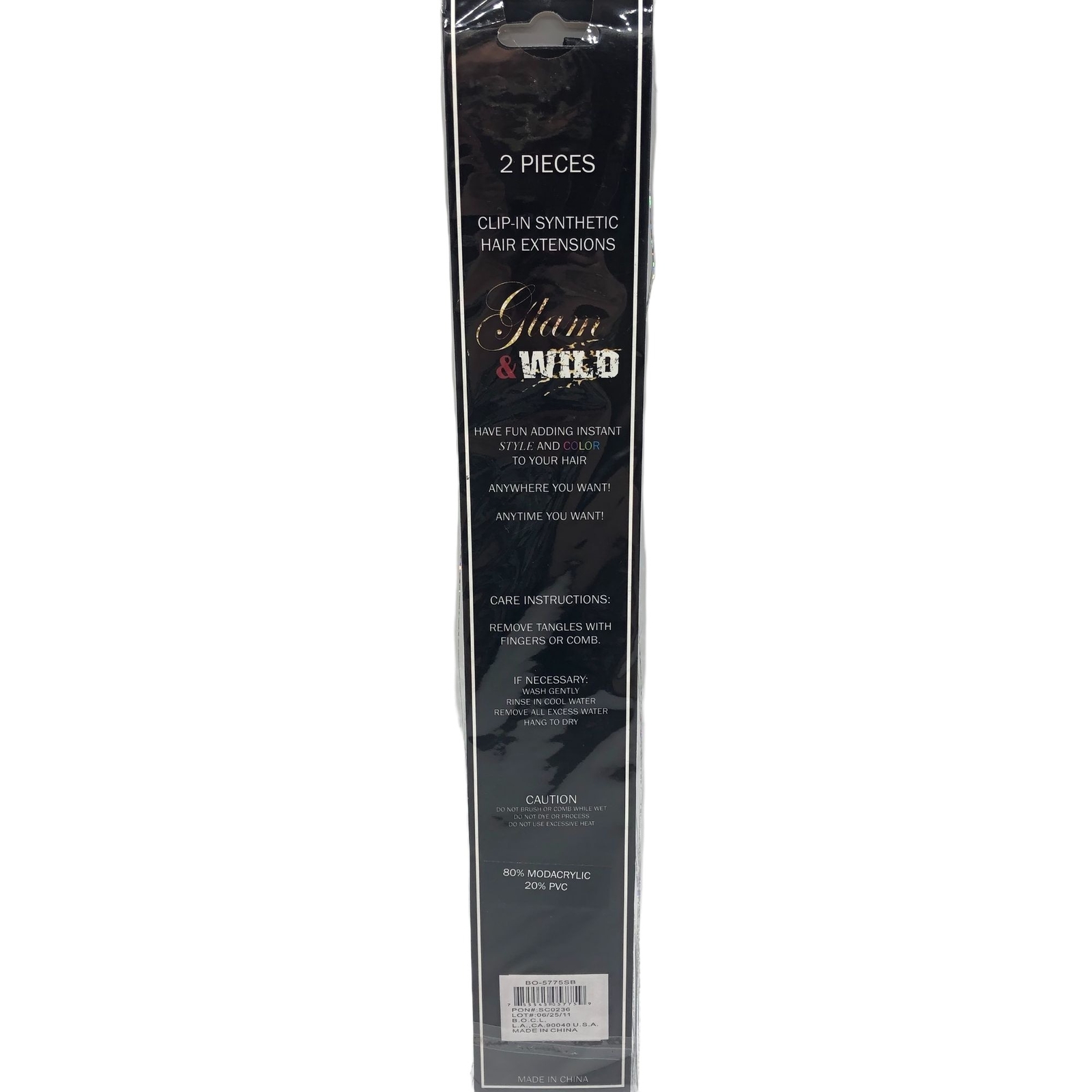 Glam & Wild Clip-in Synthetic Hair Extension 13″ Party Silver Tinsel