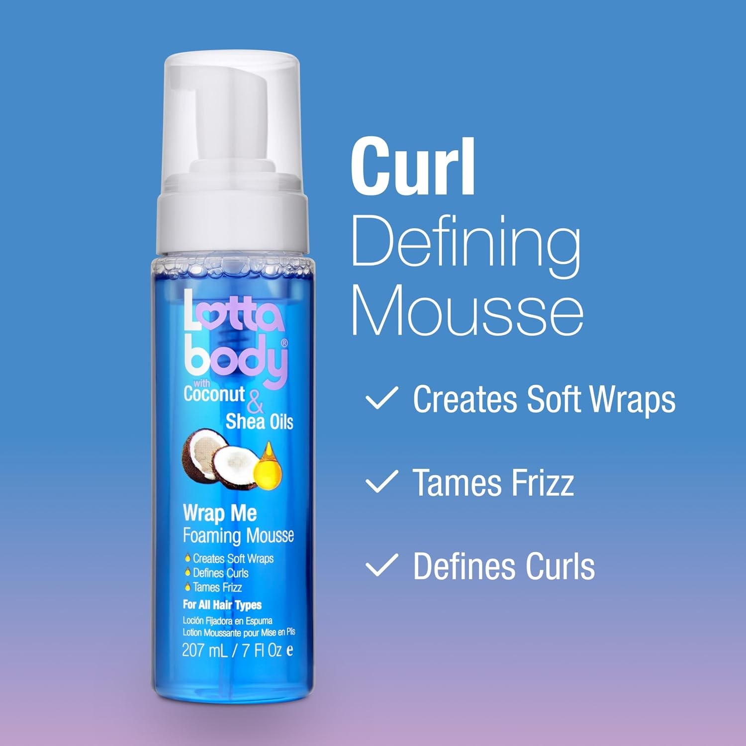 Lottabody Wrap Me Foaming Mousse with Coconut & Shea Oils, Lightweight Moisture-