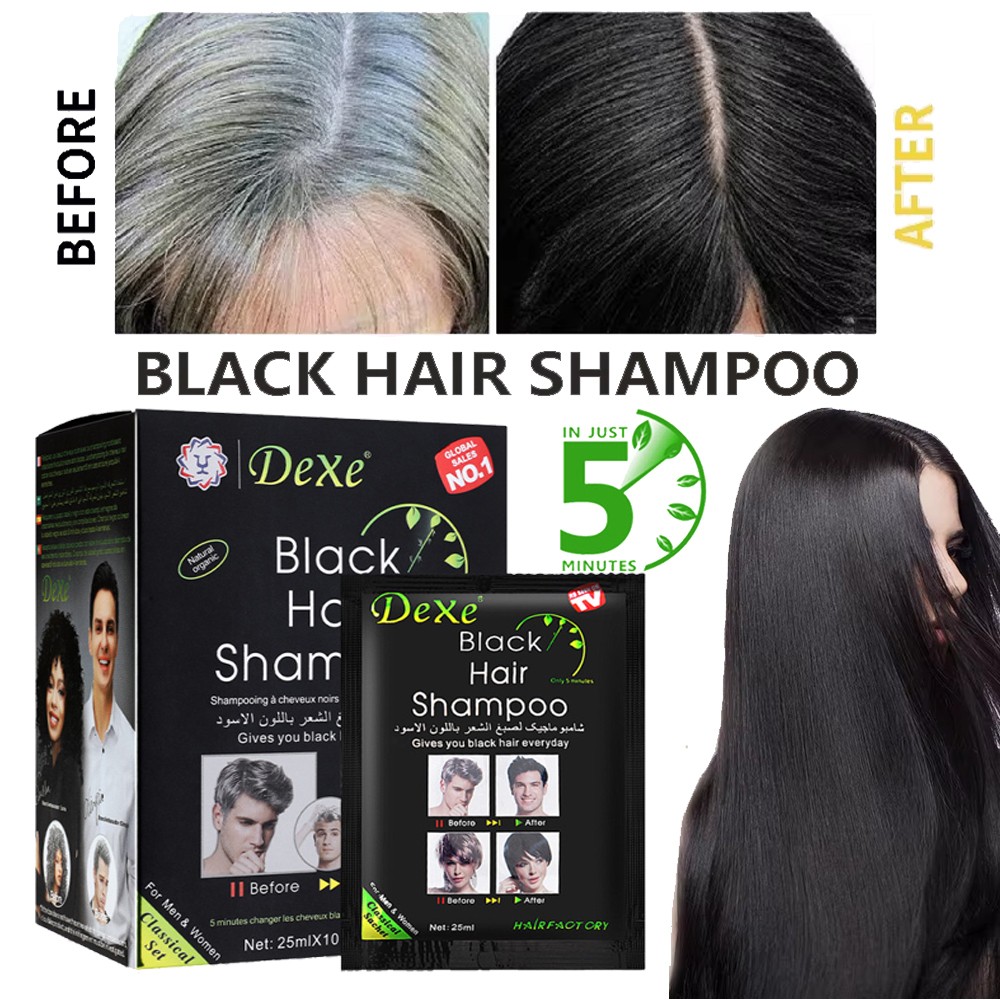 10-100X DEXE Black Hair Shampoo Natural Instant 5-Min Hair Color Dye for Unisex