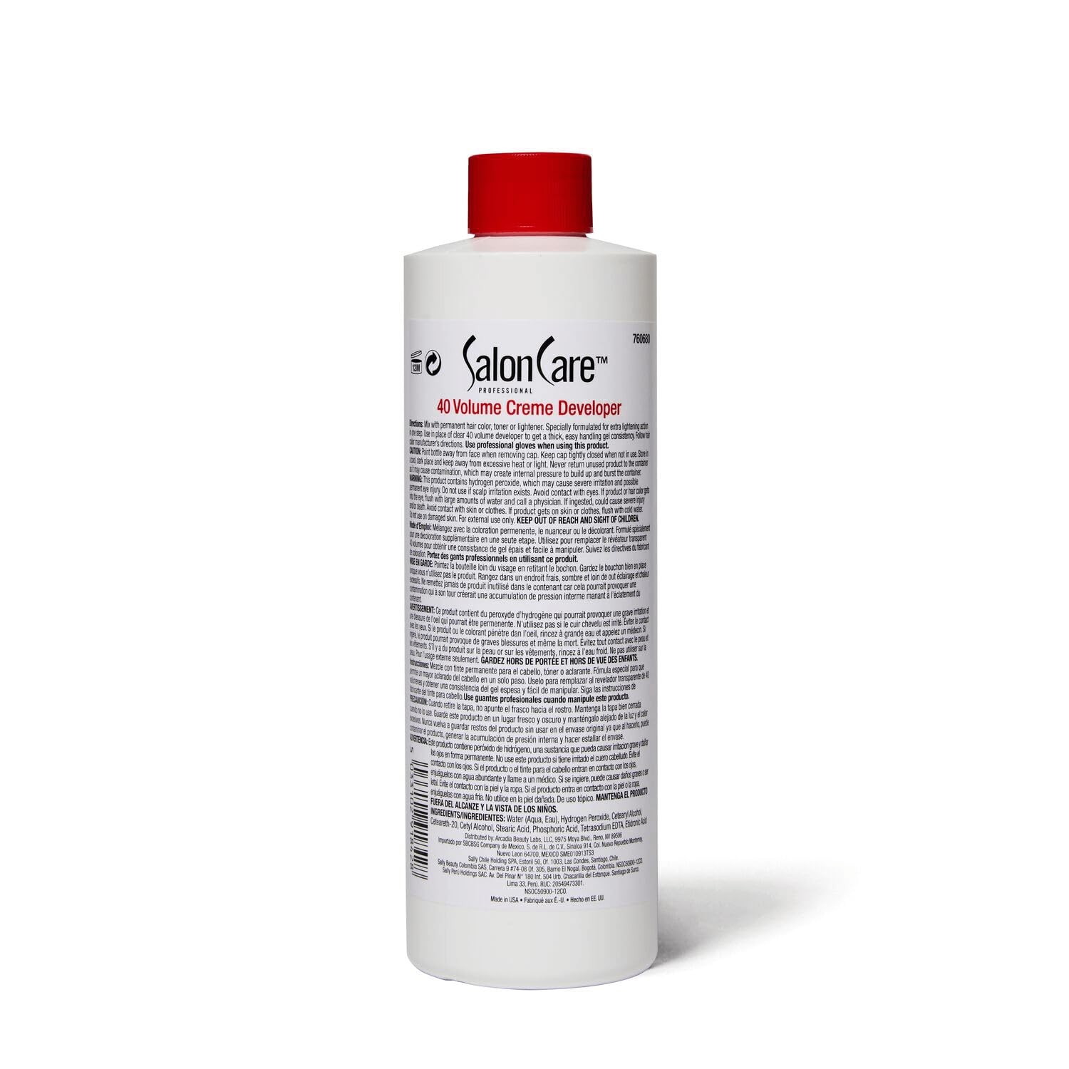 Salon Care 40 Volume Creme Developer, 16 Fl Oz (Pack of 1), Multi-colored