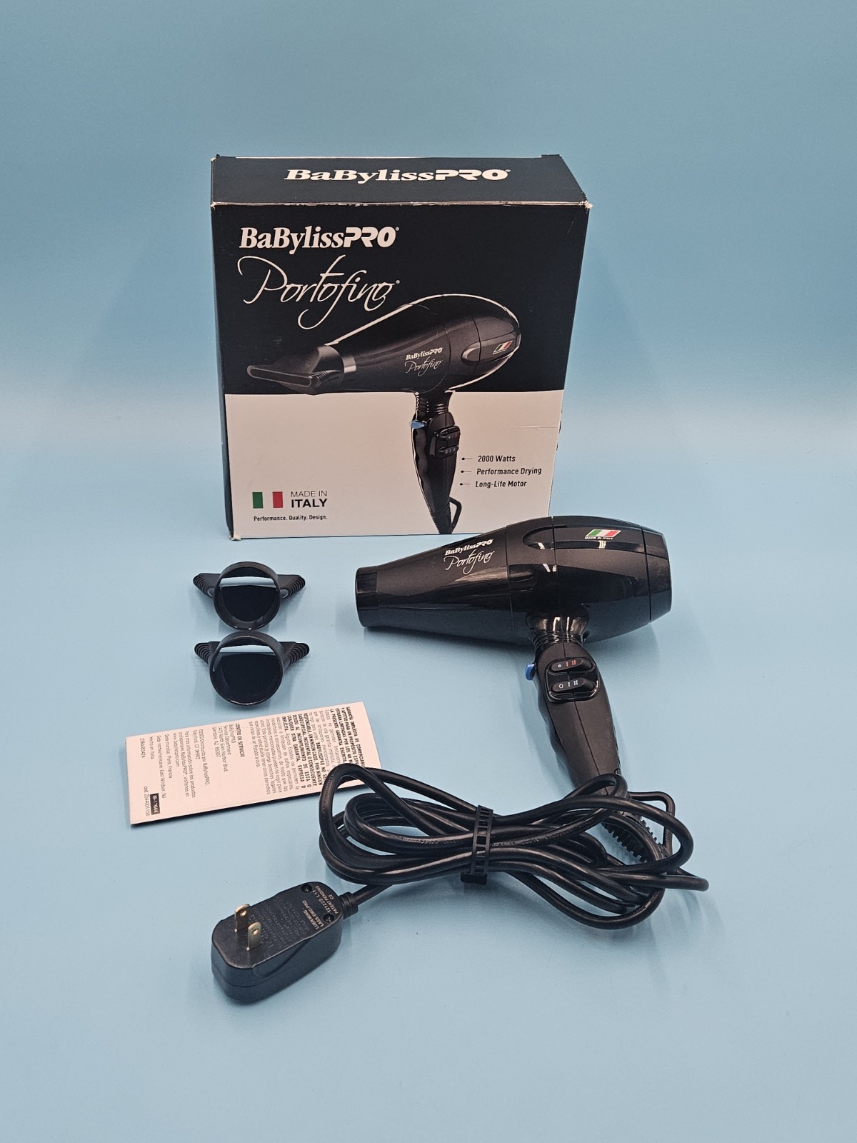 Babyliss Pro Portofino 2000W Full Size Hair Dryer Made in Italy