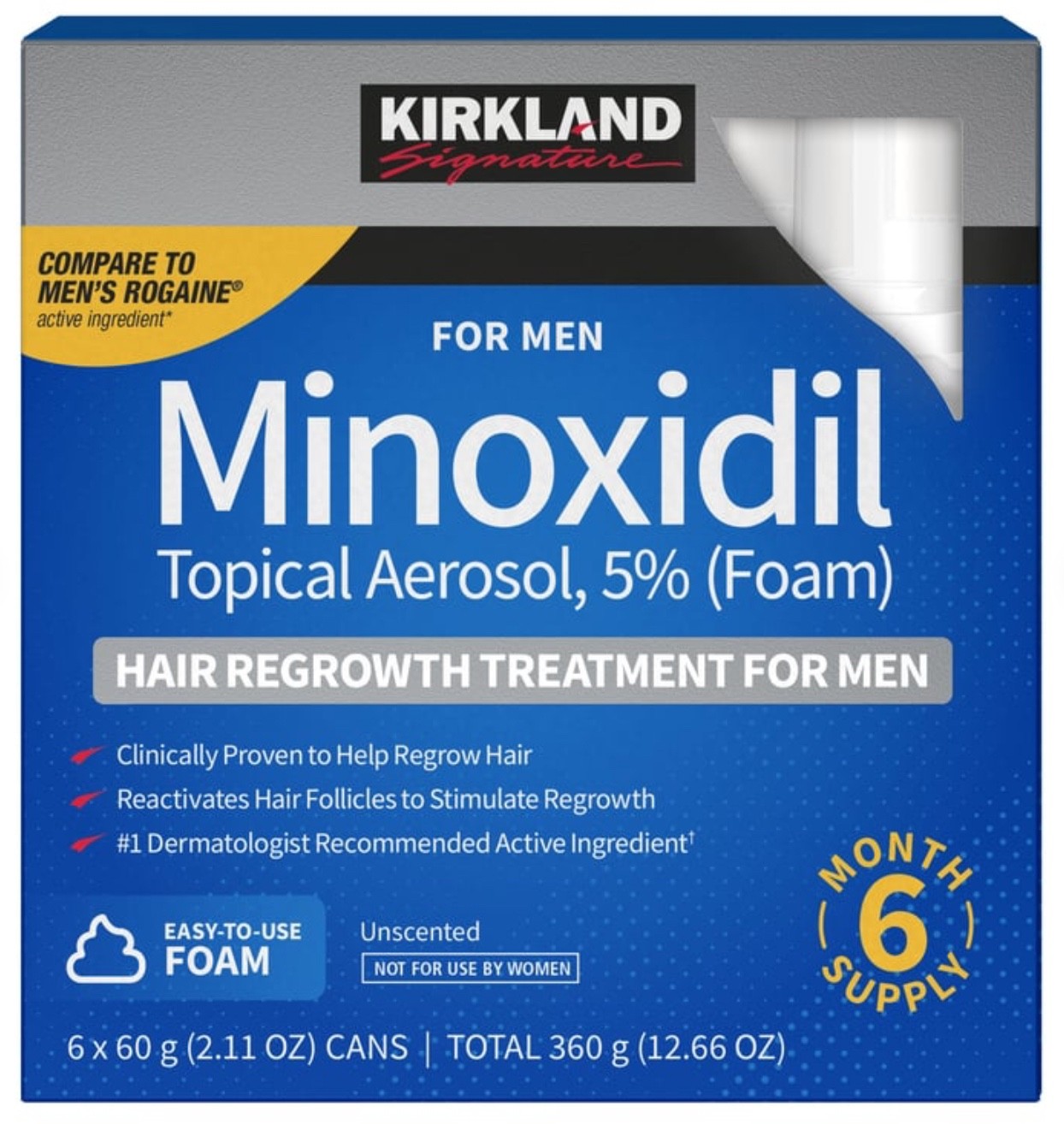 KIRKLAND SIGNATURE MINOXIDIL 5% FOAM Hair Regrowth MEN 6 Month Supply Exp 07/27
