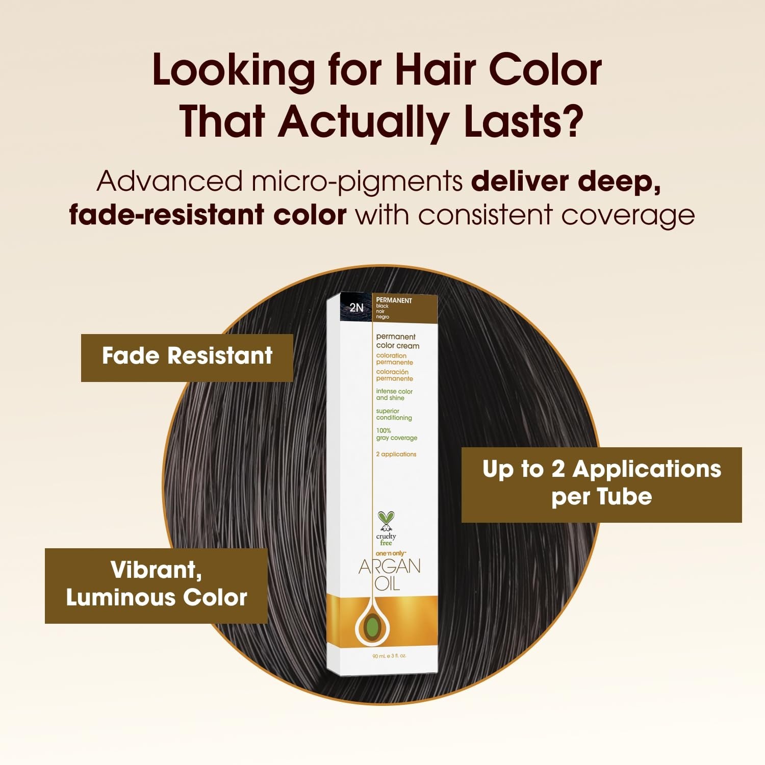 Permanent Hair Color & Dye, 2N Black, 3 oz