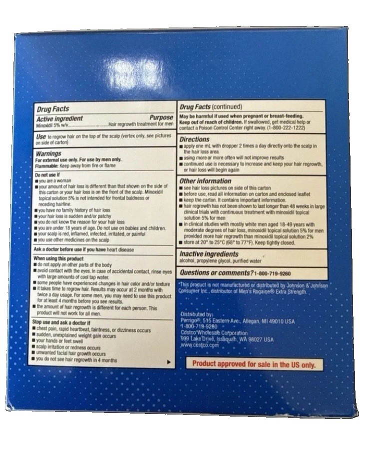 Kirkland Minoxidil 5% Extra Strength Men 6 Month Supply Hair Regrowth EXP 12/27