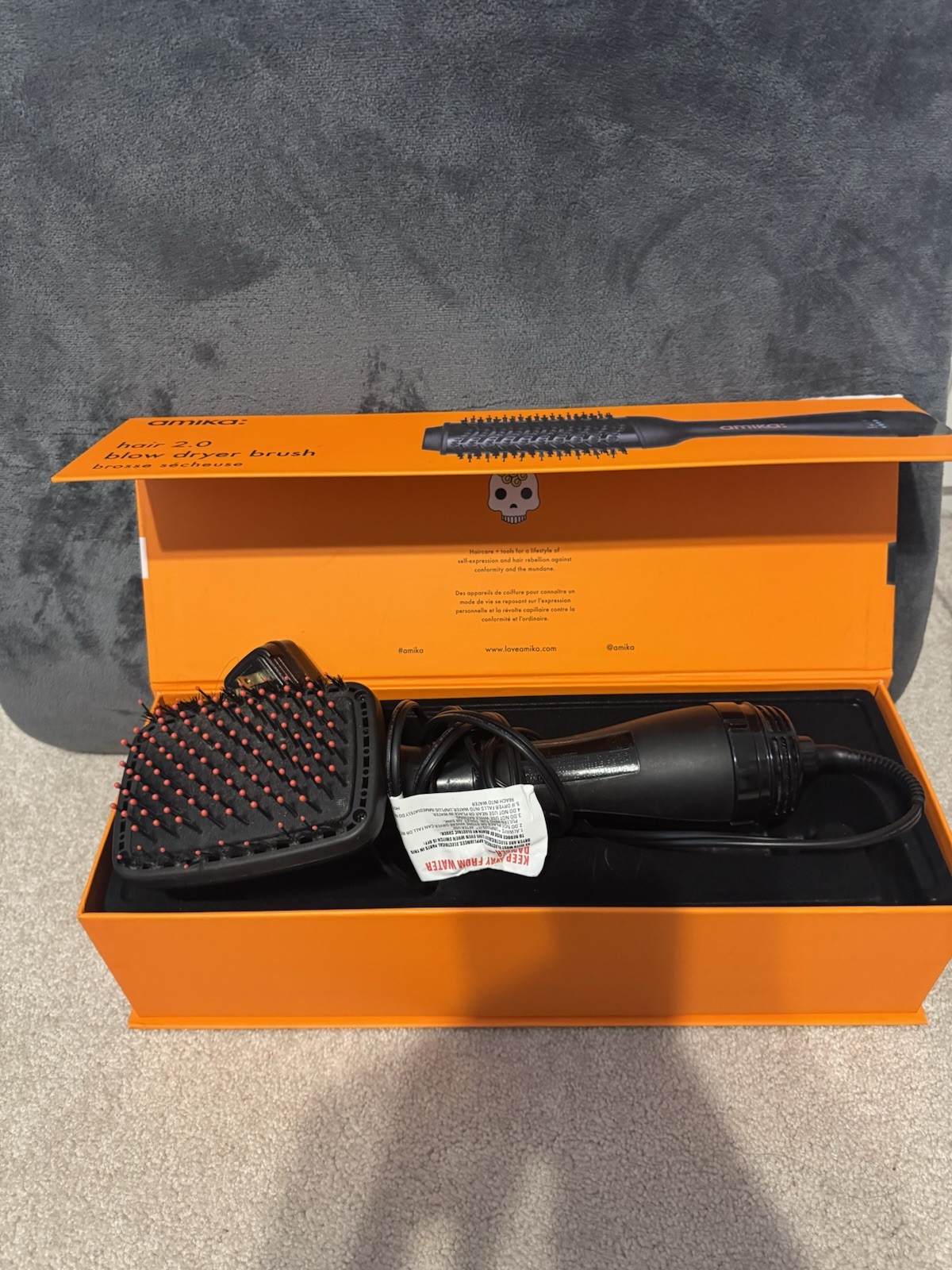 amika Hair 2.0 Blow Dryer Brush Dryer Hot Air Brush, Electric, Black