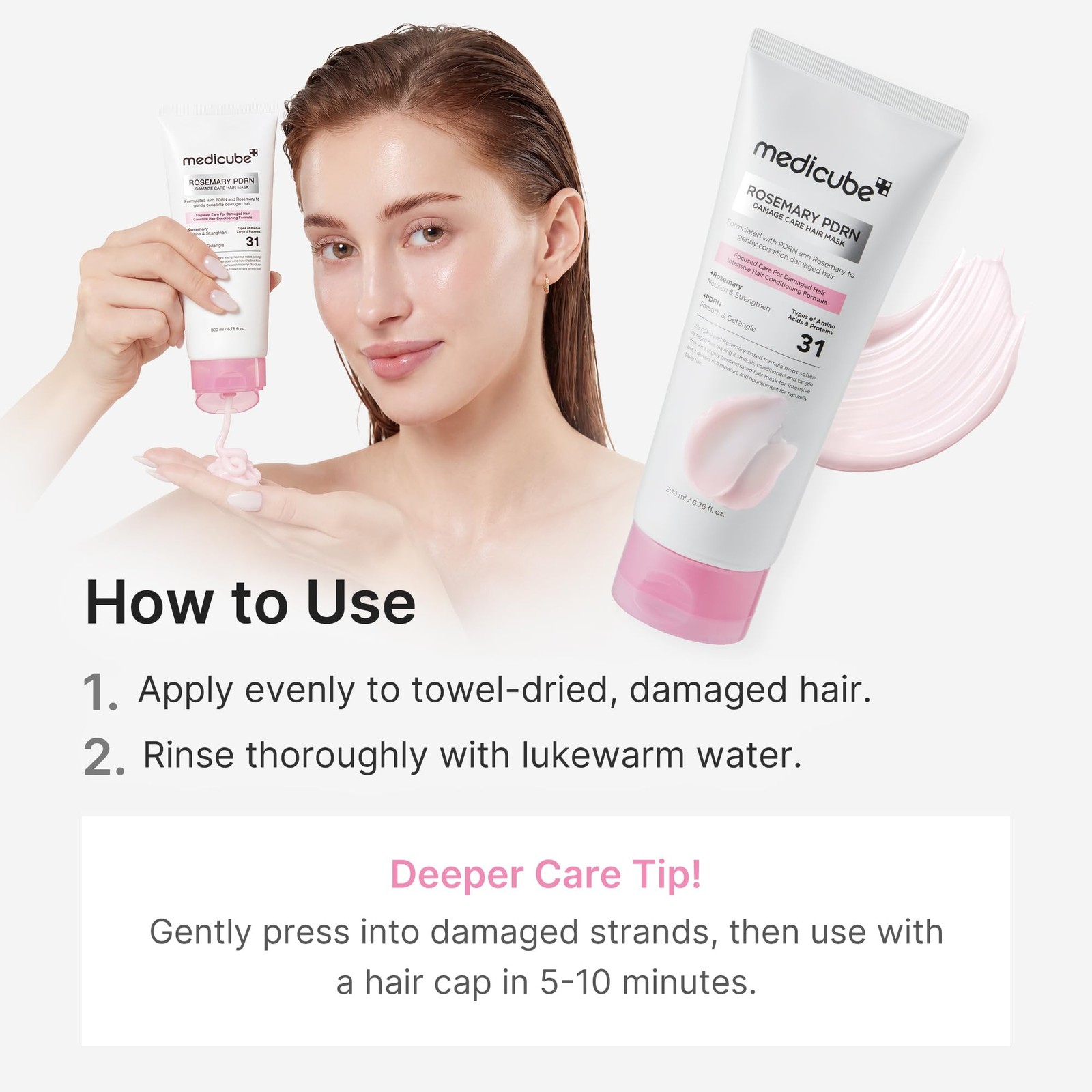 medicube Rosemary PDRN Deep Damage Care Hair 8.45 Fl Oz (Pack of 1),