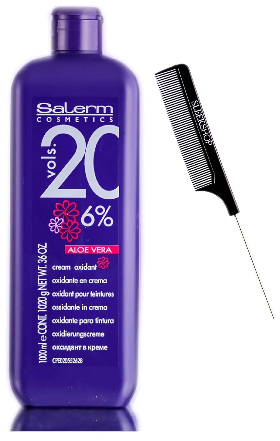 Professional 20 Volume Aloe Vera Cream Developer & Rat Tail Comb – 1000 ml