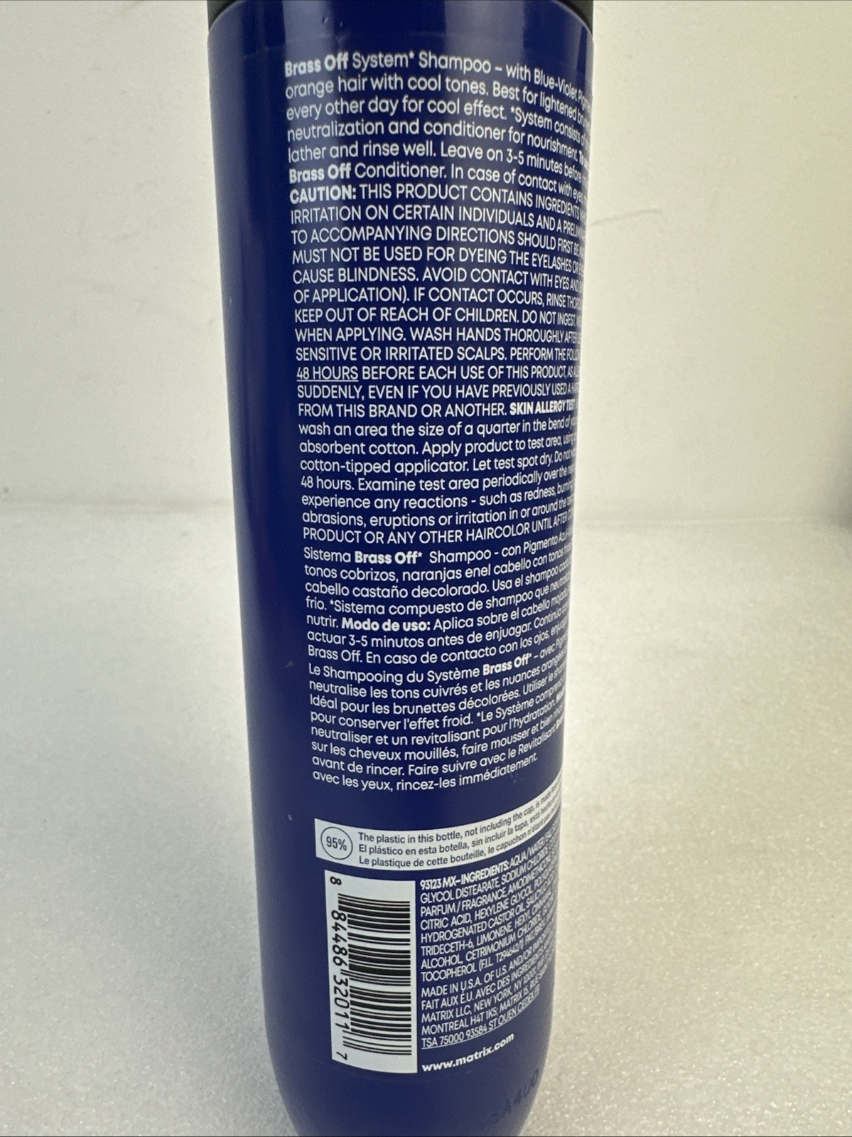 MATRIX BRASS OFF Blue Shampoo for Brunettes Neutralizes Dyes ~ 10.1 fl. oz.