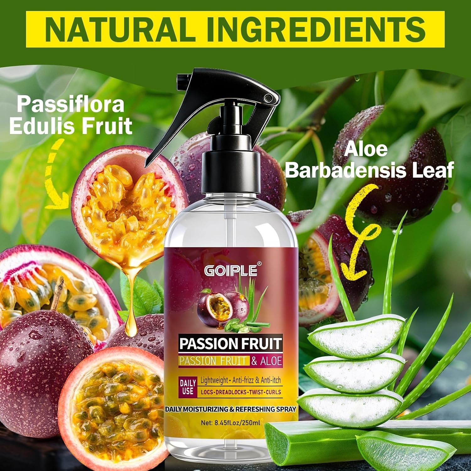 Loc Moisturizing Spray for Dull, Dry Locs – Daily Passion Fruit Hair and Scal…