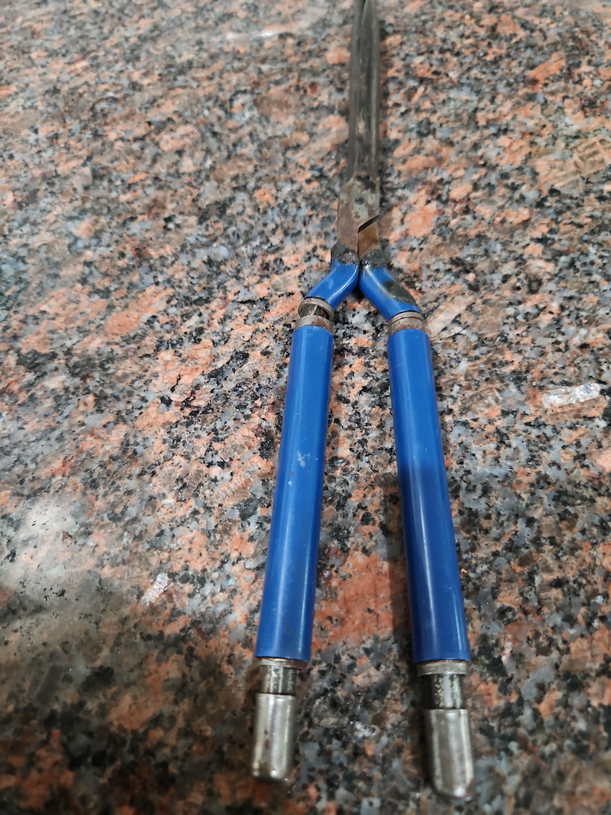Solingen VTG Antique Metal Hair Curling Iron Blue Salon Hair Stylist Germany