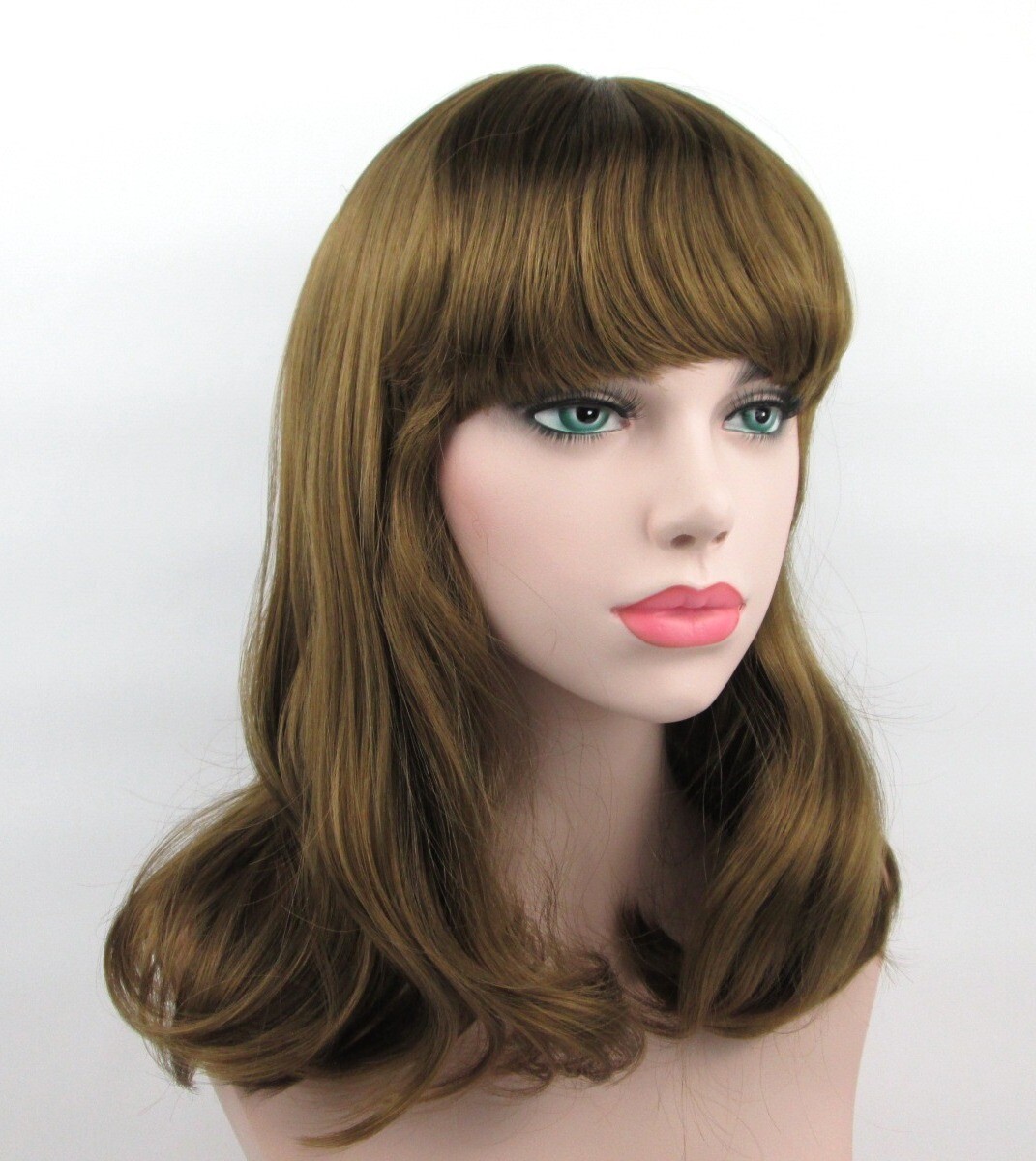 WOMENS LONG STRAIGHT HAIR CHINA DOLL STYLE WIG W/ BOTTOM CURLS & BANGS SUSAN