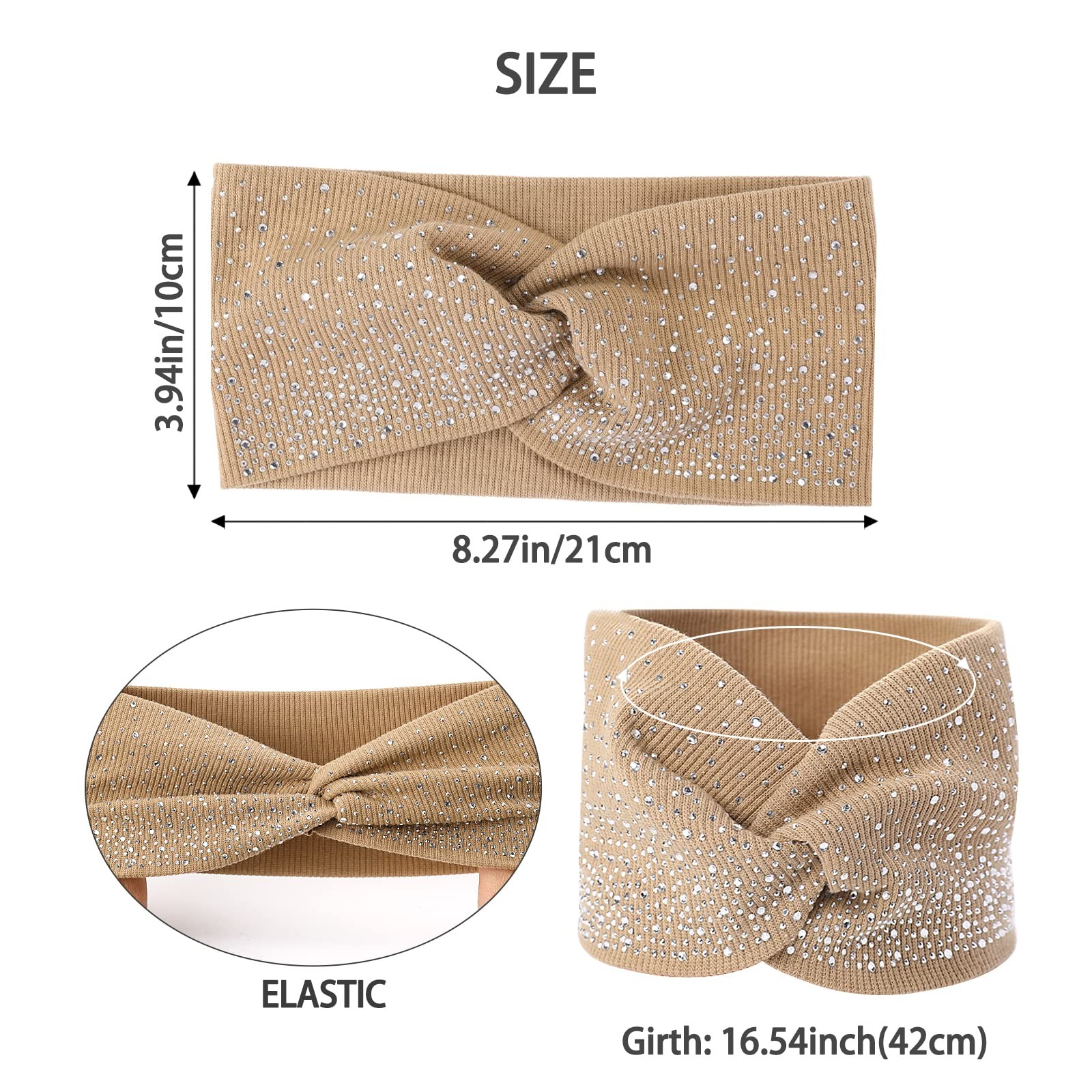 Sparkly Crystal Bling Fancy 1 Count (Pack of 3), White & Khaki & Black