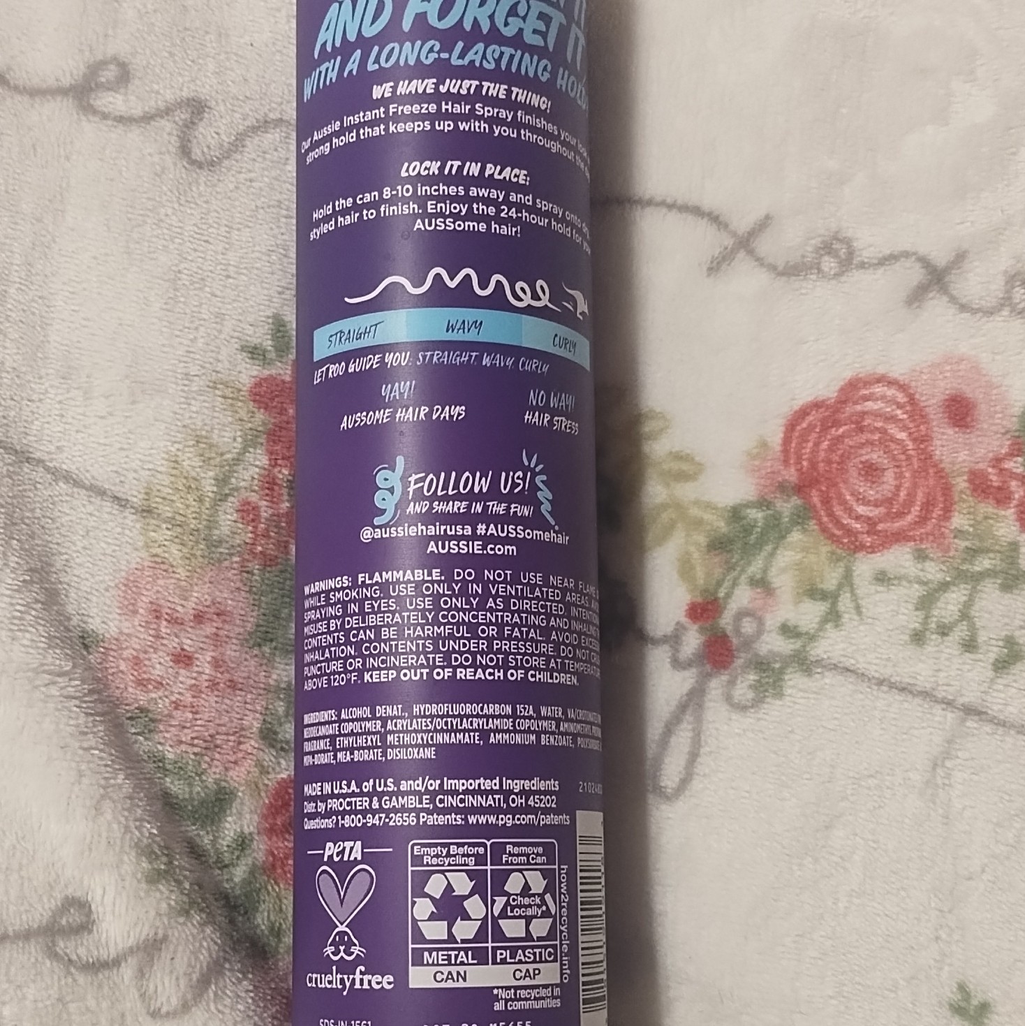 Aussie Instant Freeze Hairspray Maximum Hold Cruelty-Free Spray 10 oz