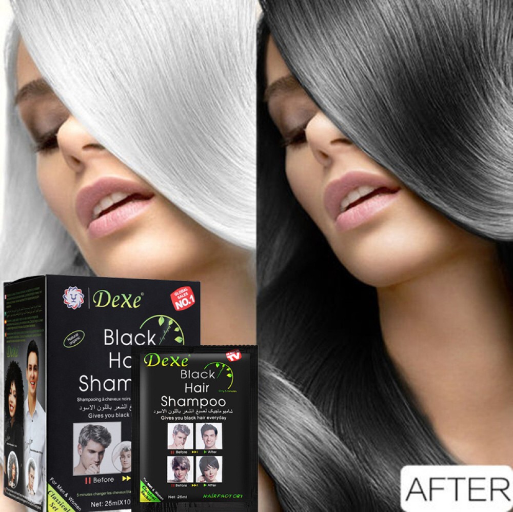 10-100X DEXE Black Hair Shampoo Natural Instant 5-Min Hair Color Dye for Unisex