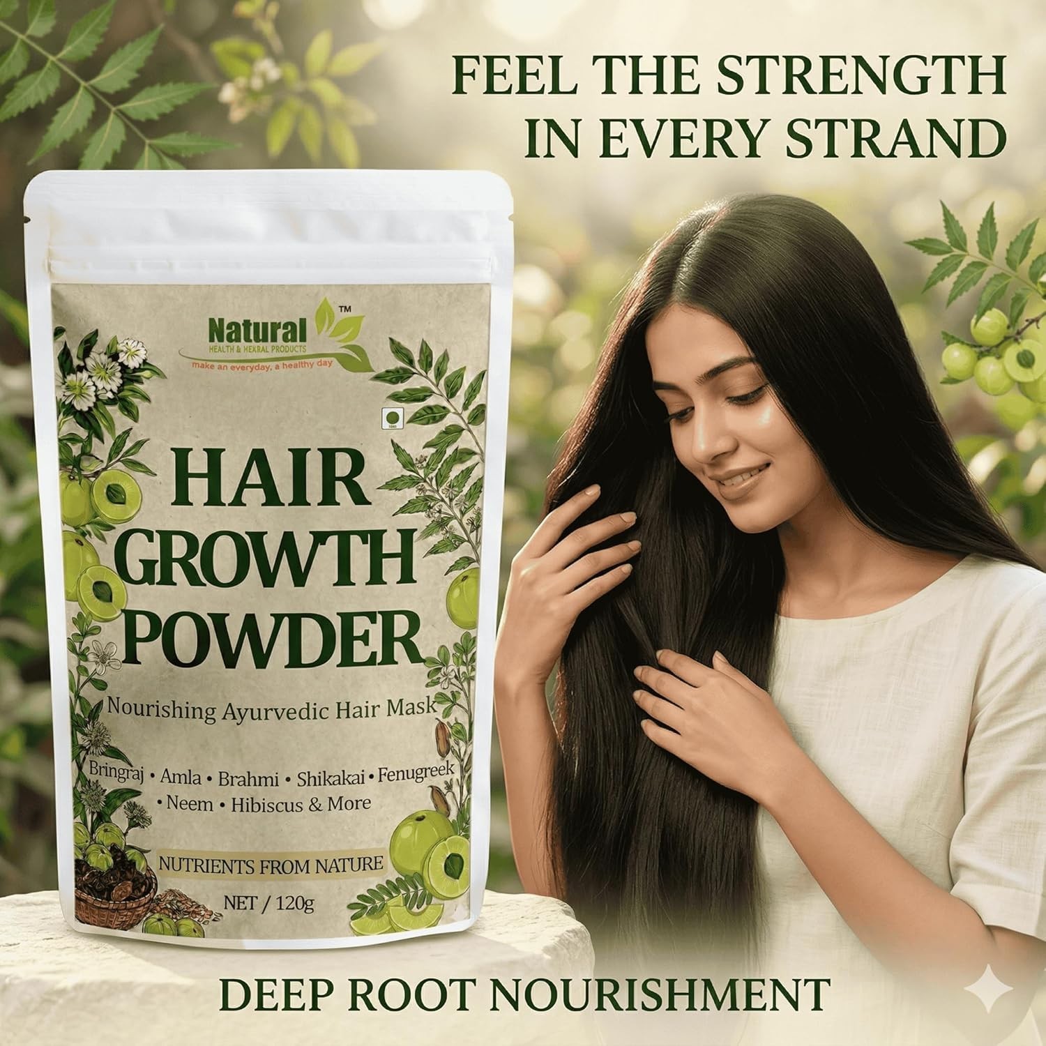 Natural Ayurvedic Hair Growth Powder 120g Herbal Hair Mask for All Hair Types