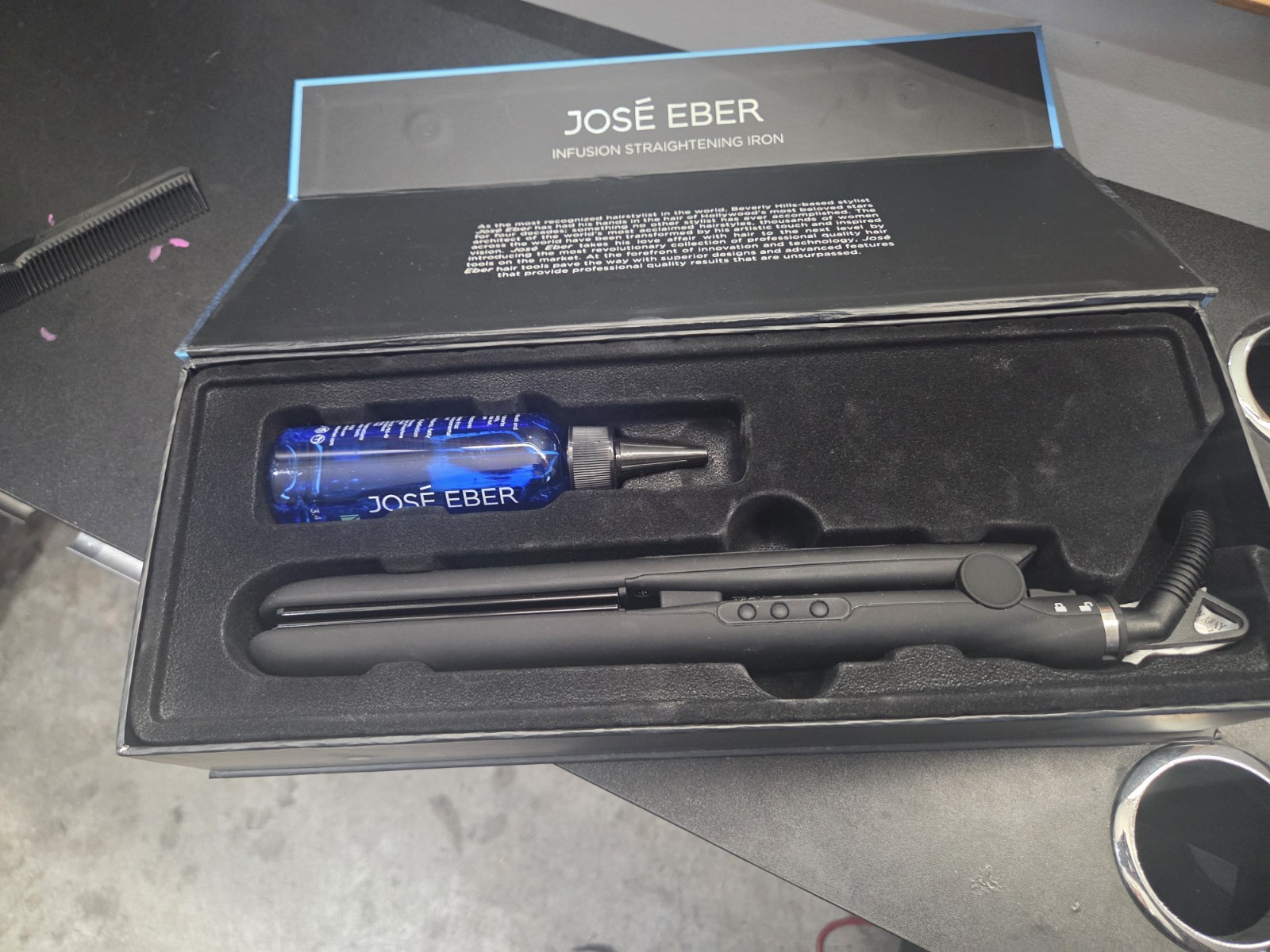 José Eber Infusion Straightening Iron Hair Straightener, Black, Adjustable Heat