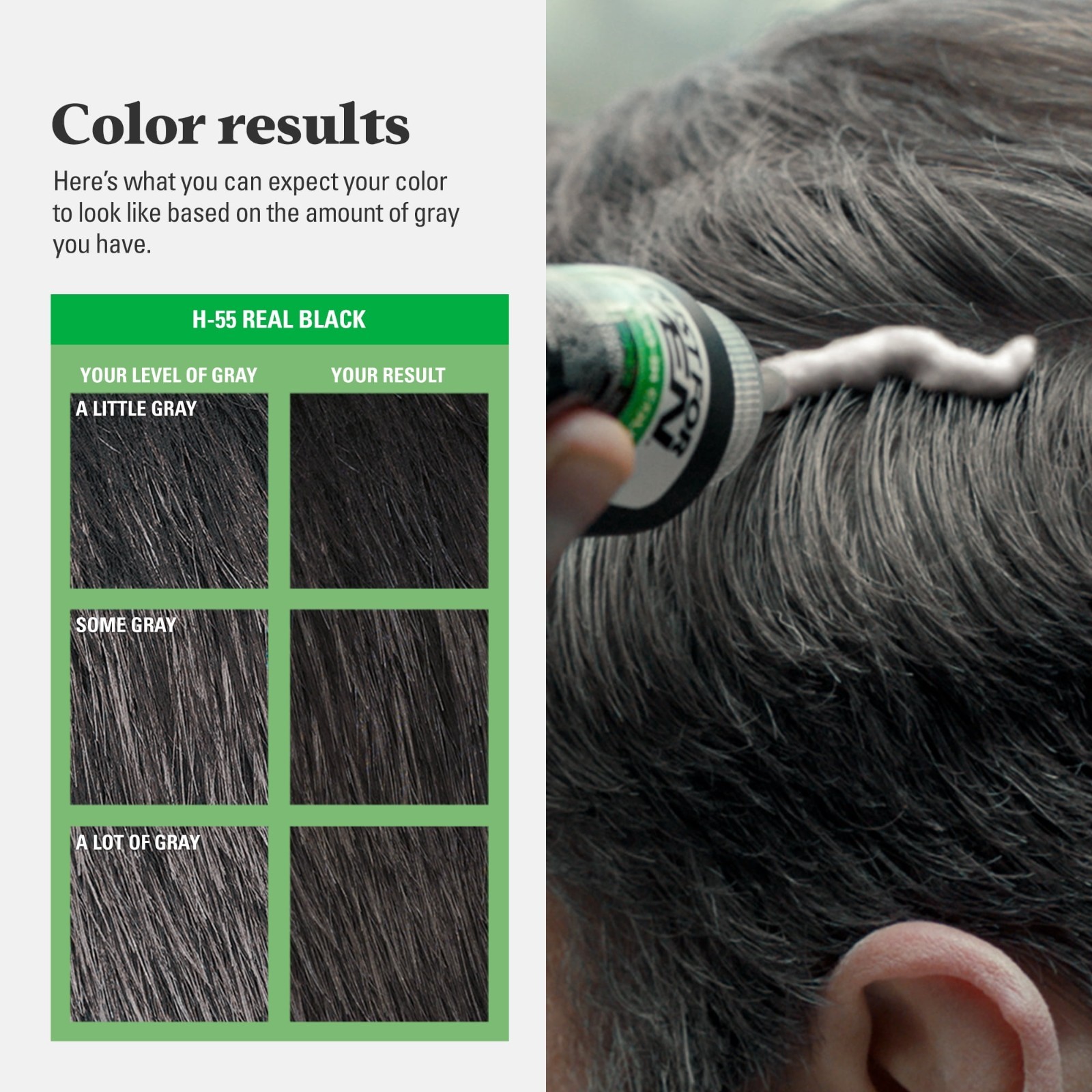 3 PK Just For Men Shampoo-In Color Hair Dye Real Black, H-55, Mens Gray Coverage