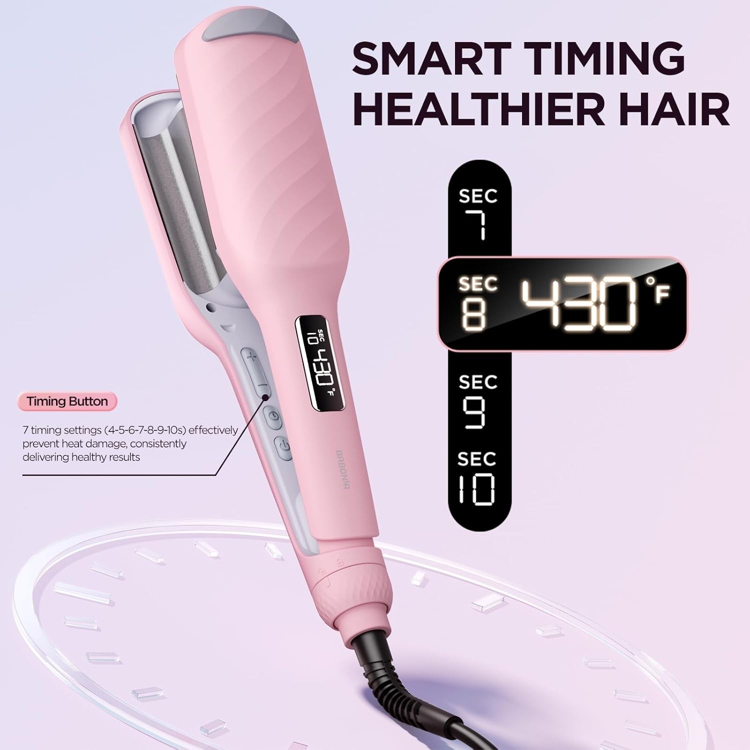 BABONIR Automatic Curling Iron with 500 Million Ionic, 1.25” Ceramic, Pink