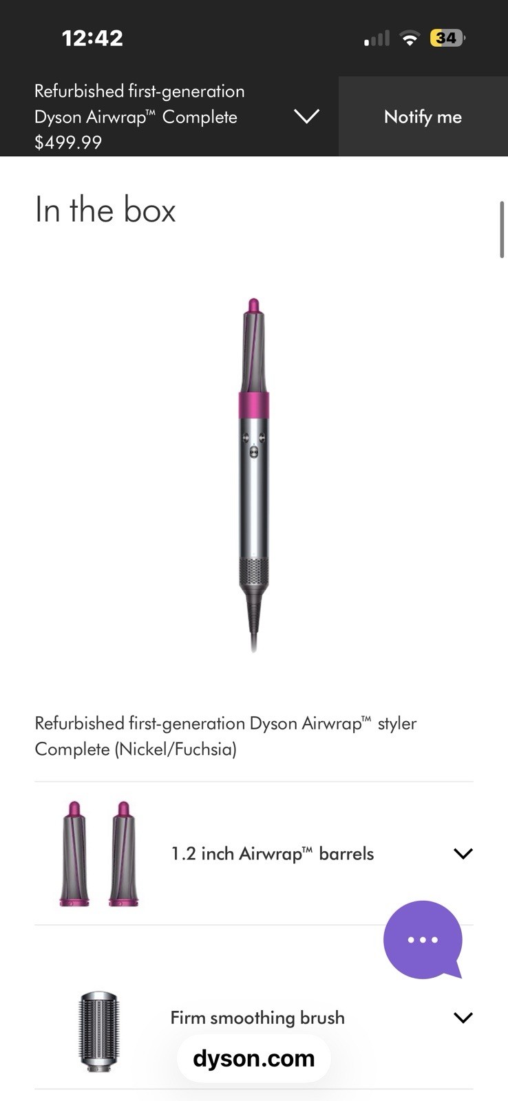 Dyson Airwrap Complete Multi Styler Nickel/Fuchsia 1.2/1.6in 1300W HS01 Case