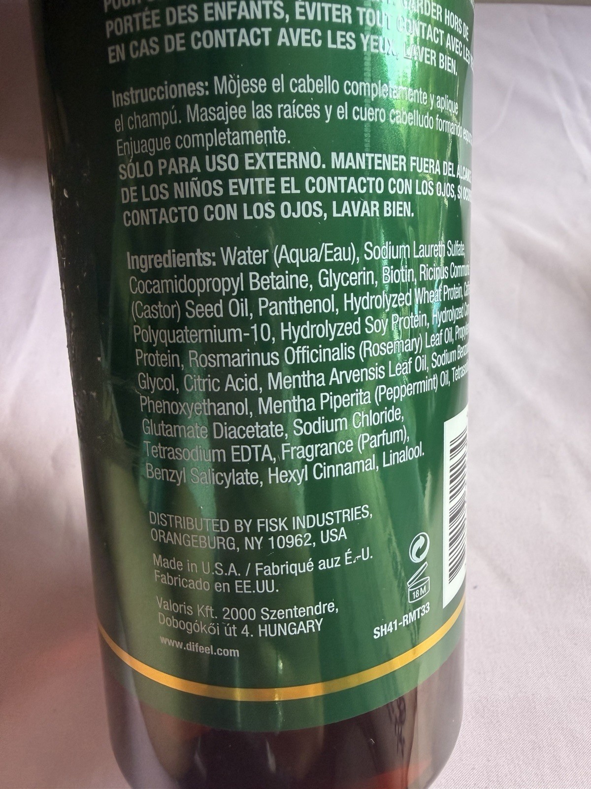 Difeel Different Feel Rosemary & Mint Biotin Shampoo, Jumbo 33.8 fl oz