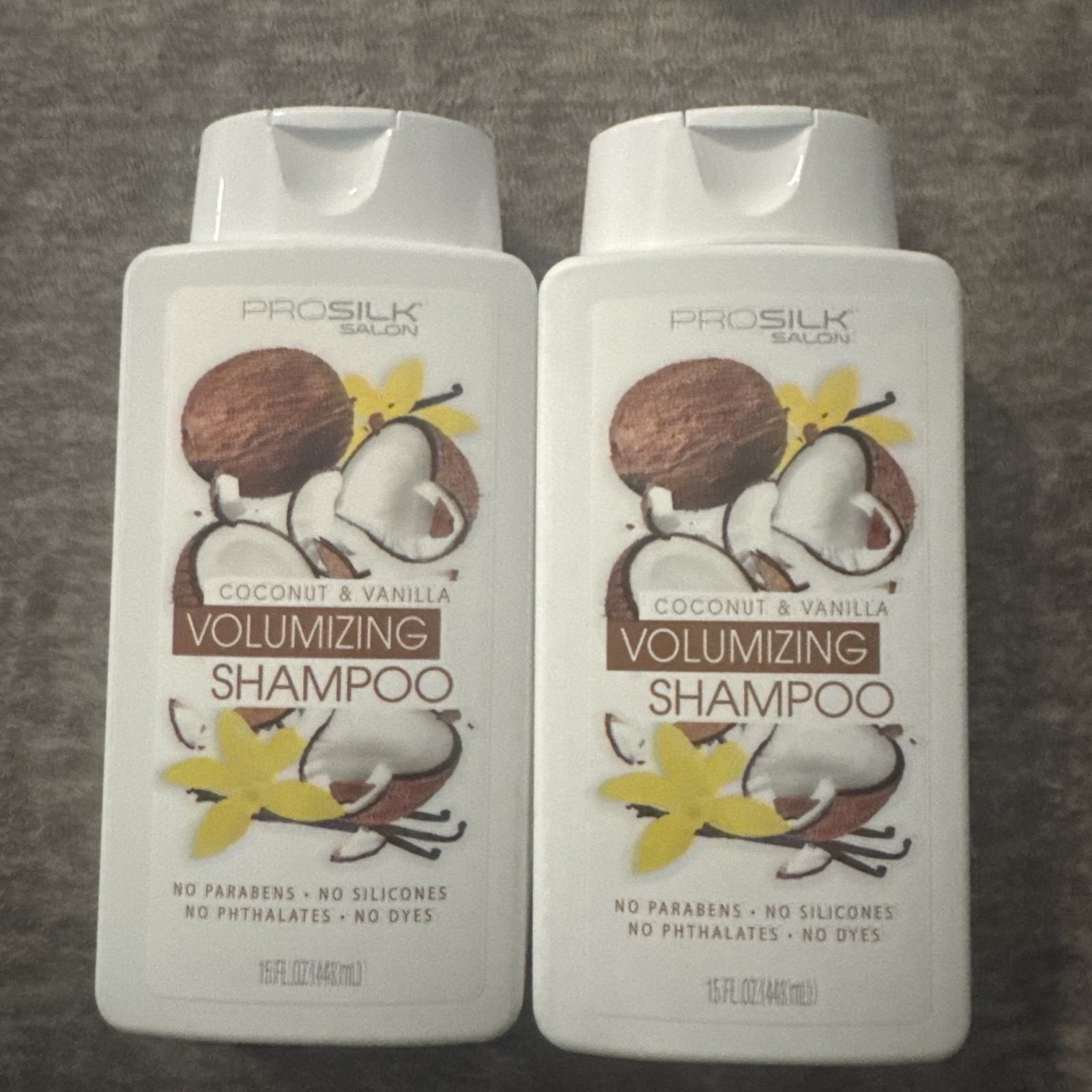 2pk PRO SILK SALON COCONUT & VANILLA VOLUMIZING SHAMPOO 15 oz