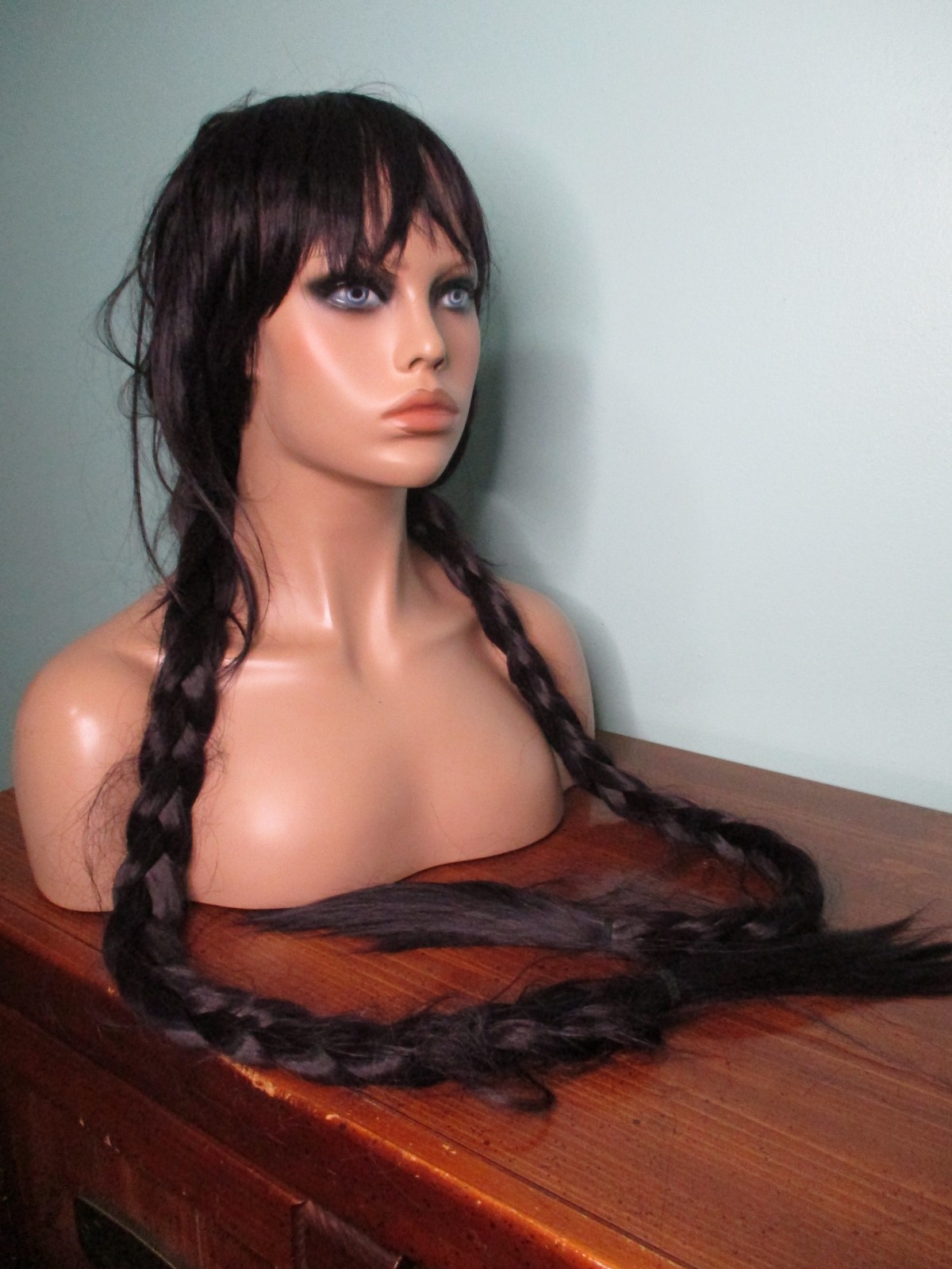 40″ black purple mix BRAIDED long WIG – unbranded