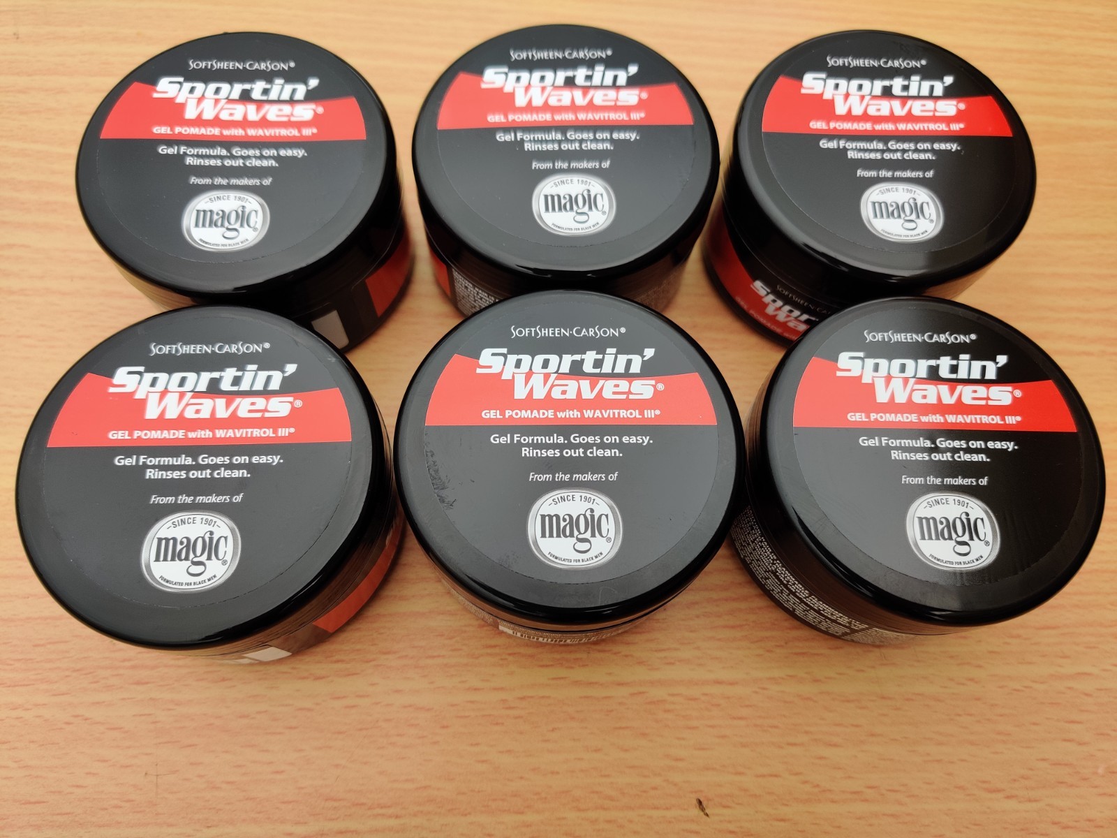6X SoftSheen-Carson Sportin’ Waves Gel Pomade Wavitrol III 3.5oz – 360 Waves