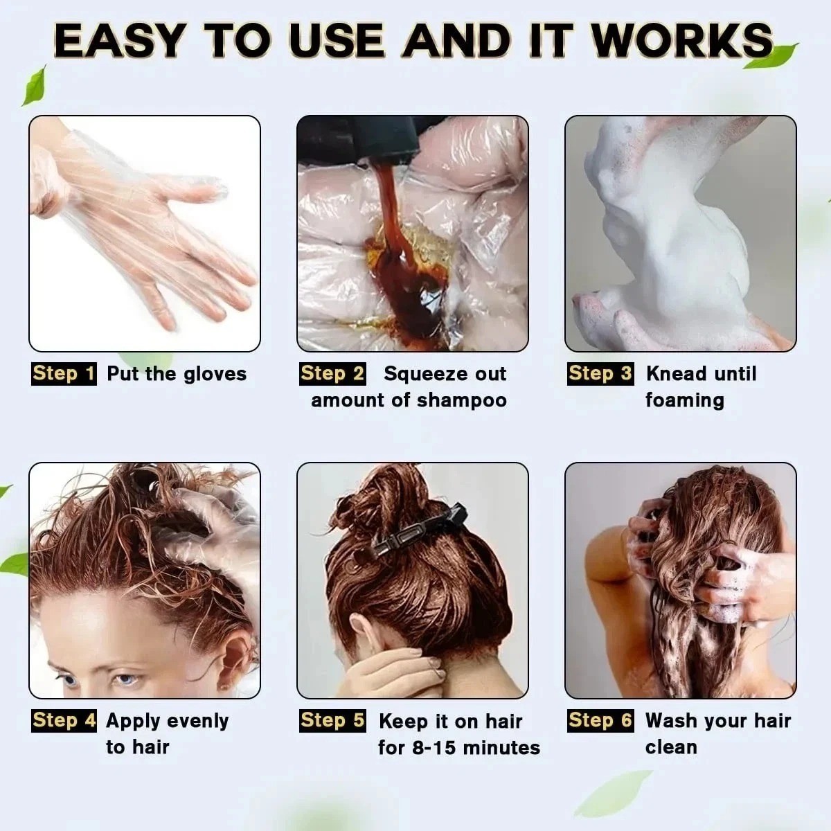 Black Hair Dye Shampoo 3 in 1 Instant Color Herbal Ingredients for Men/Women US