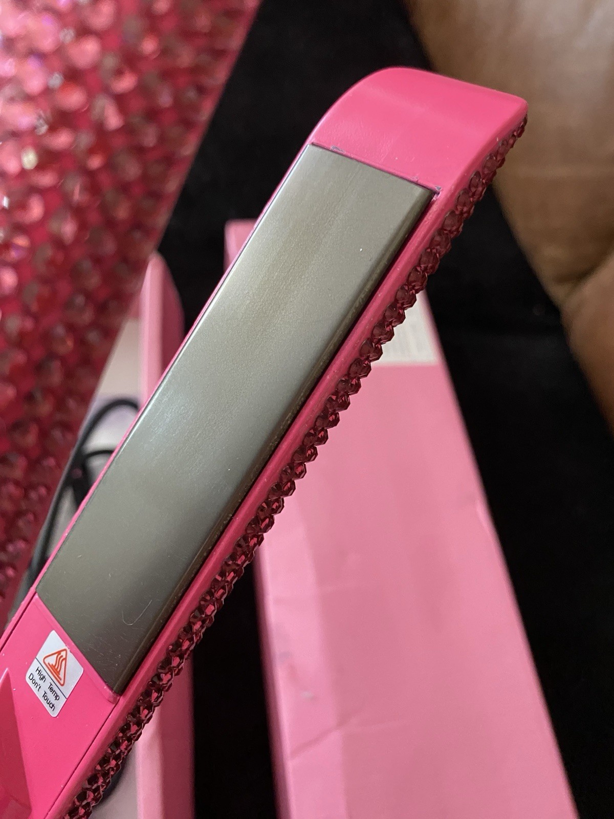 Pink Rhinestone Flat Iron Hair Straightener with Digital Display