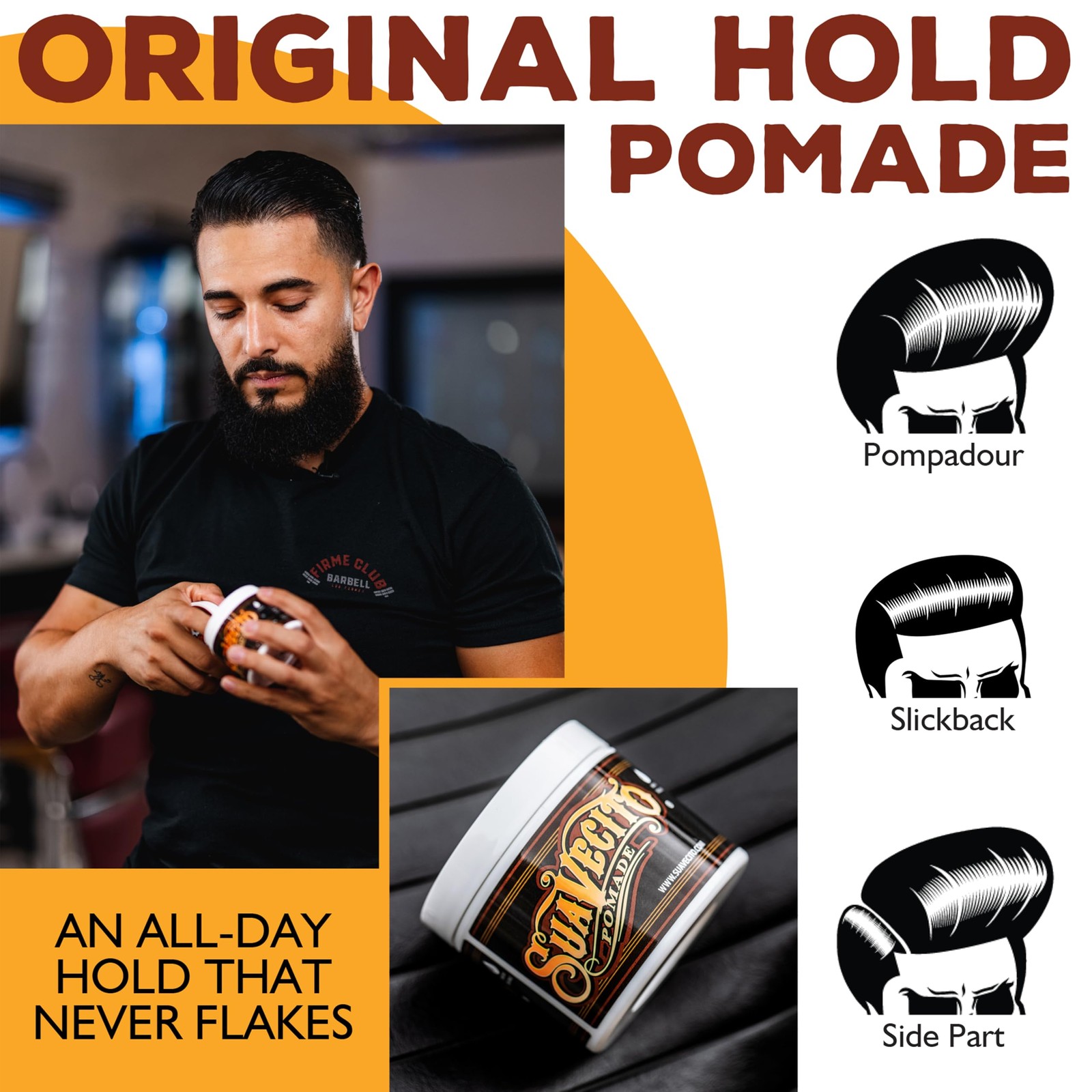 Pomade Original Hold Men 4 oz, 1 Pack Medium Shine Water Based Wax Like Hair Gel