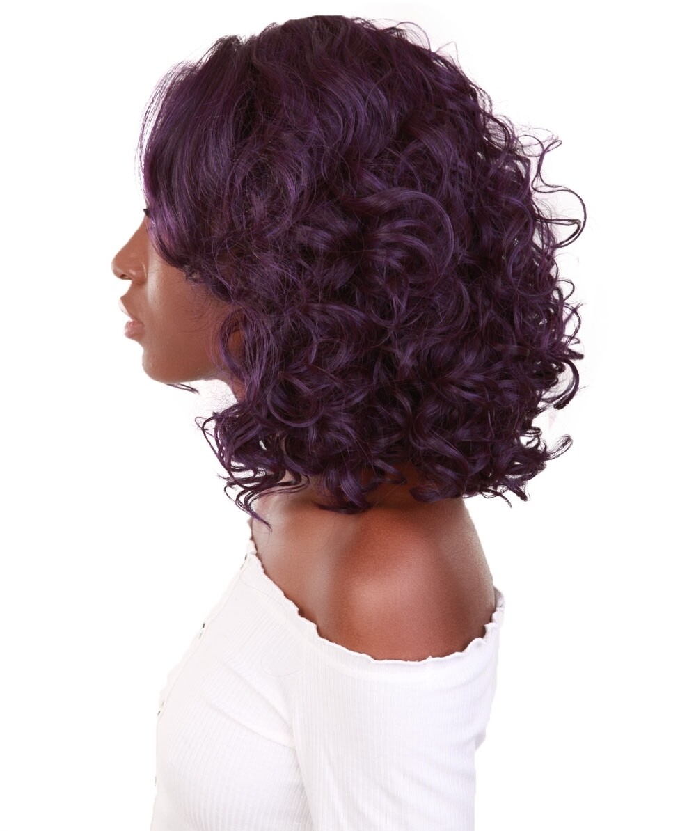Curly 13 in 4X4 Hand Tied Lace Front Wig, Violet Blend