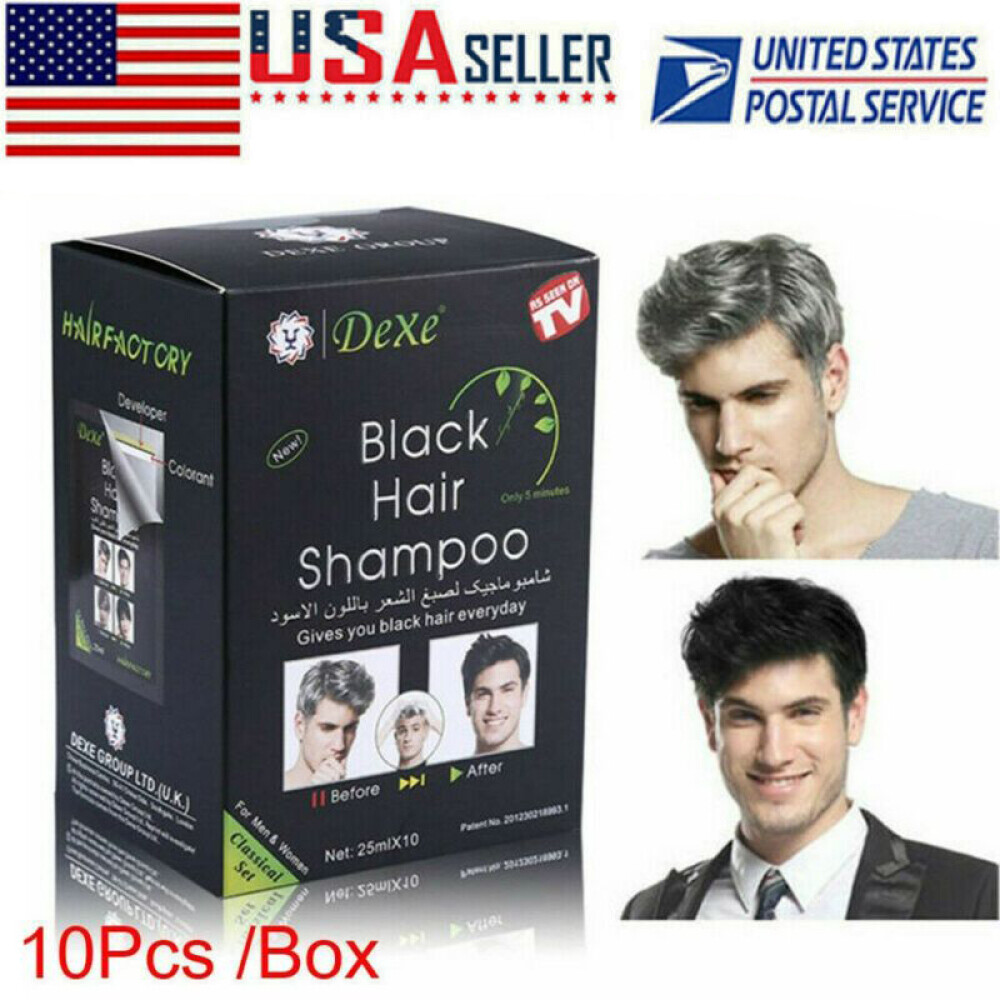 10pcs Hair Dye Blackening Gray White Hair Shampoo Natural Hair Coloring Shampoo
