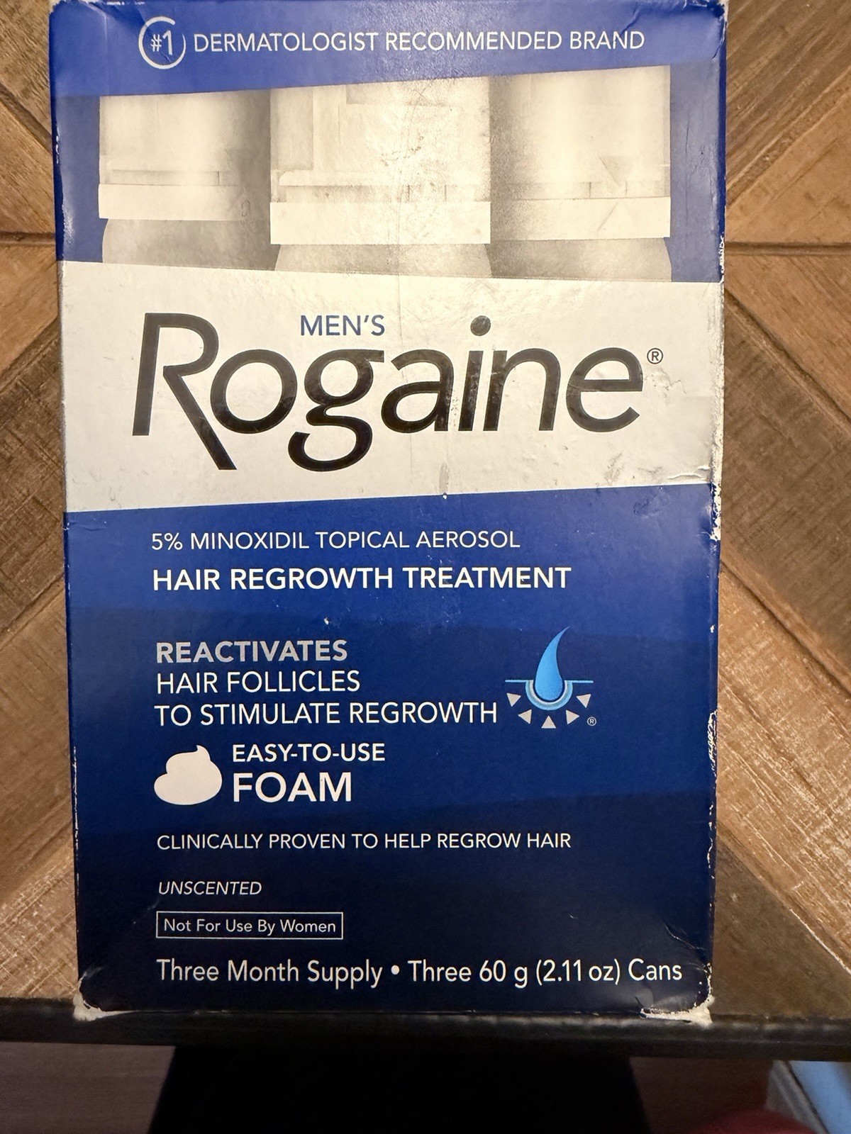 Men’s Hair Regrowth Rogaine 5% X-Strength FOAM 2 OZ (Box Has 3 Cans)Exp 09/2027